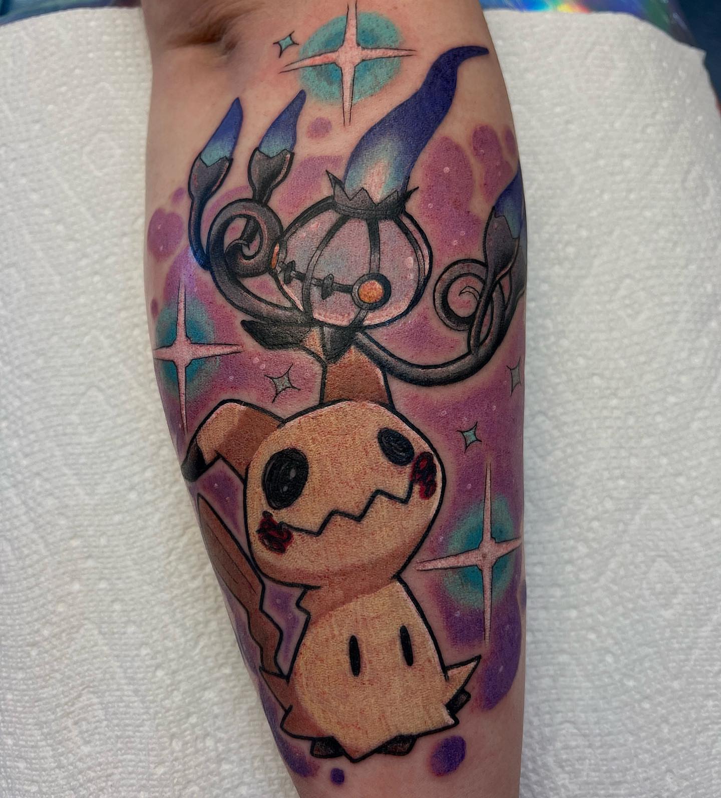 Emolga dotwork tattoo on the forearm by ♡𝕄𝕒𝕜𝕒𝕪𝕝𝕒♡, Colorado Springs, Colorado