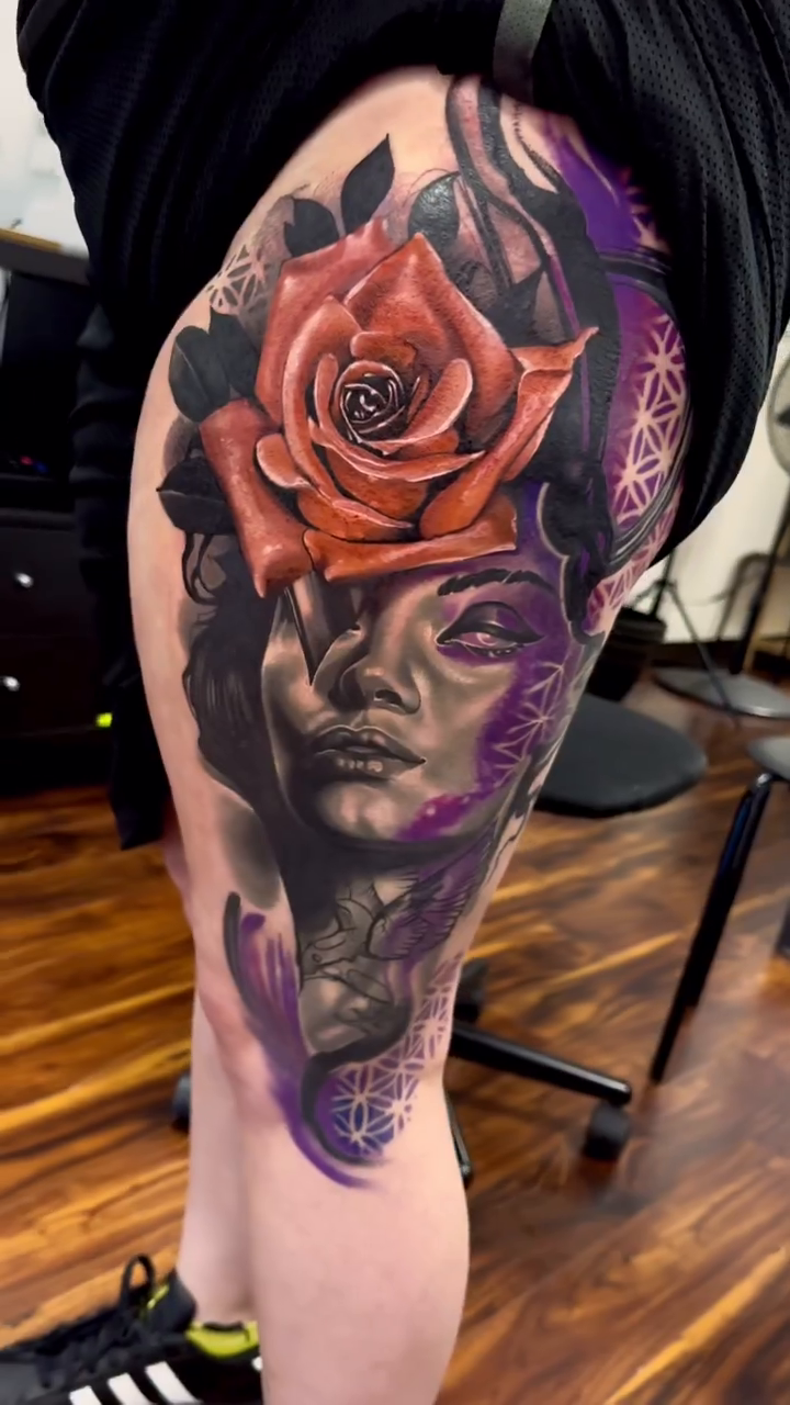 Tattoo by @danaratattoos — realism, geometric