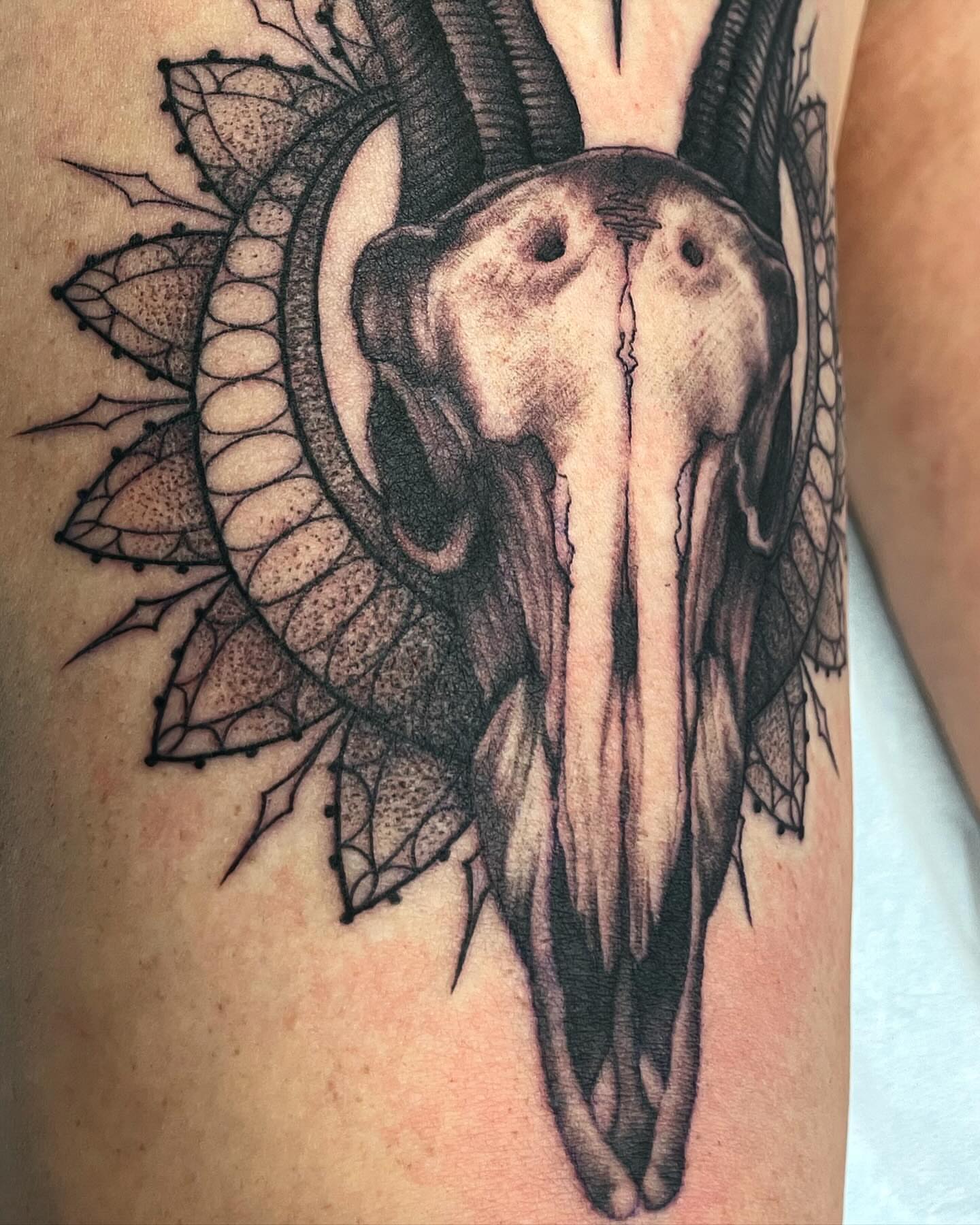 Tattoo by @shesarudemisfit — black_and_grey, realism