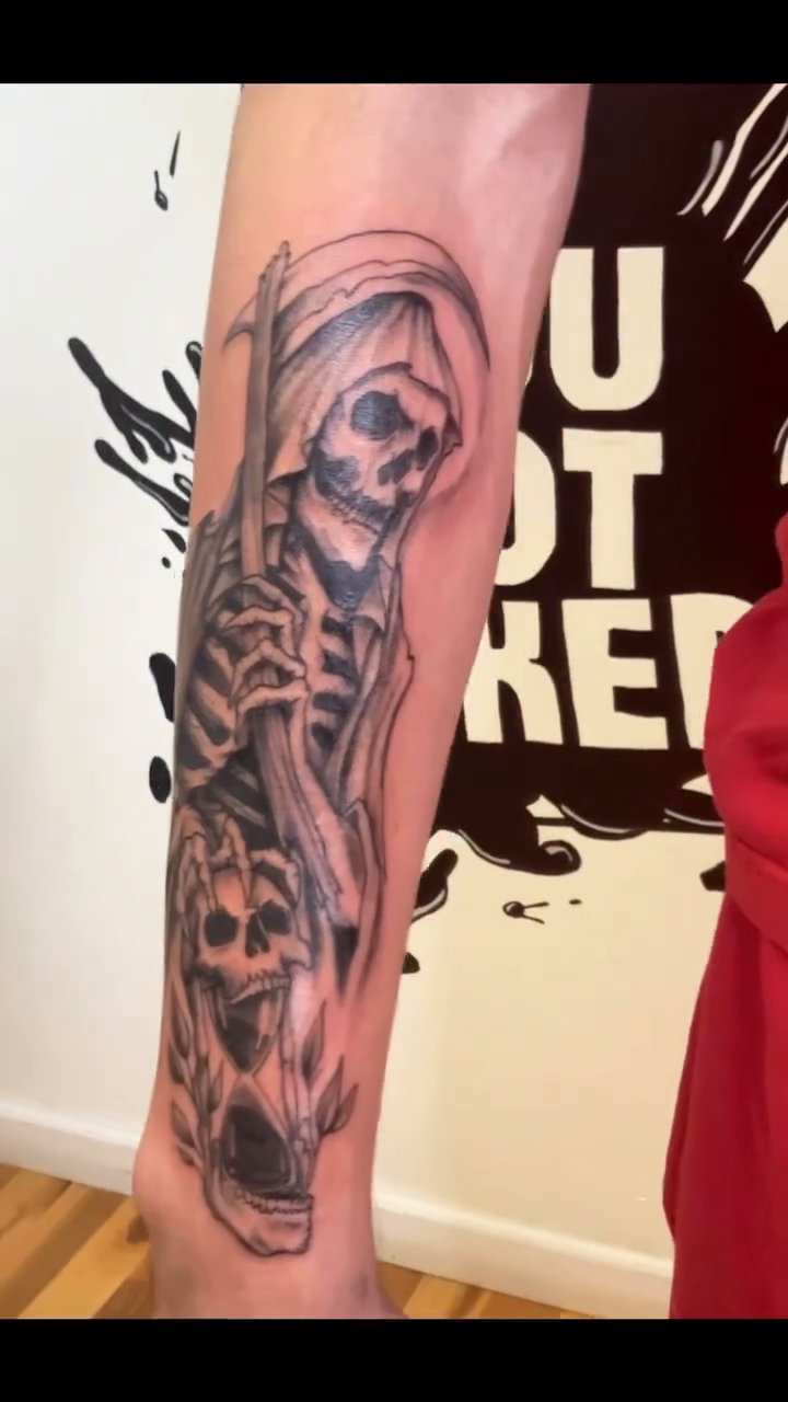 Grim Reaper and skulls dark realism tattoo by Eldaddy