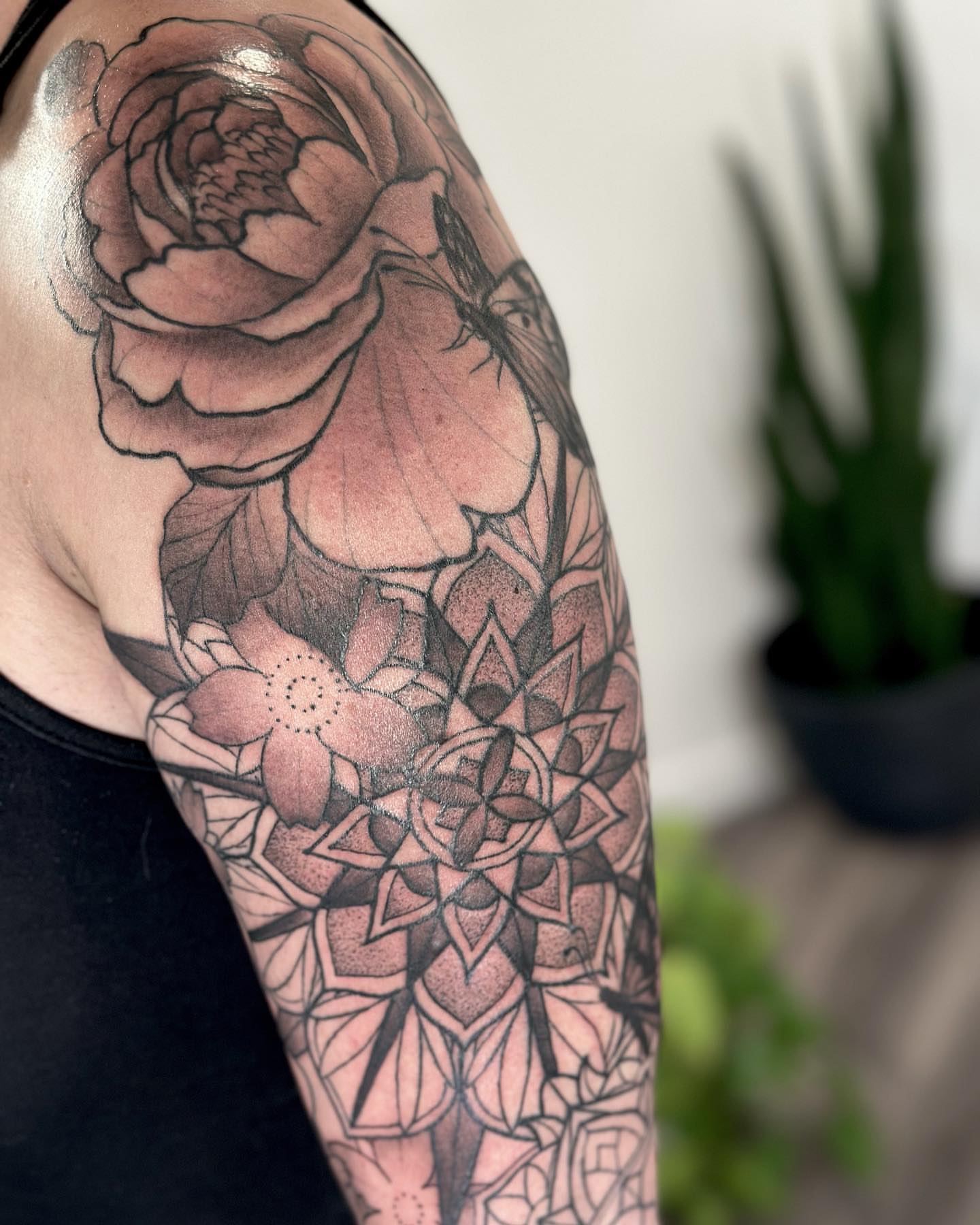 Tattoo by @shanesmith_ink — black_and_grey, geometric