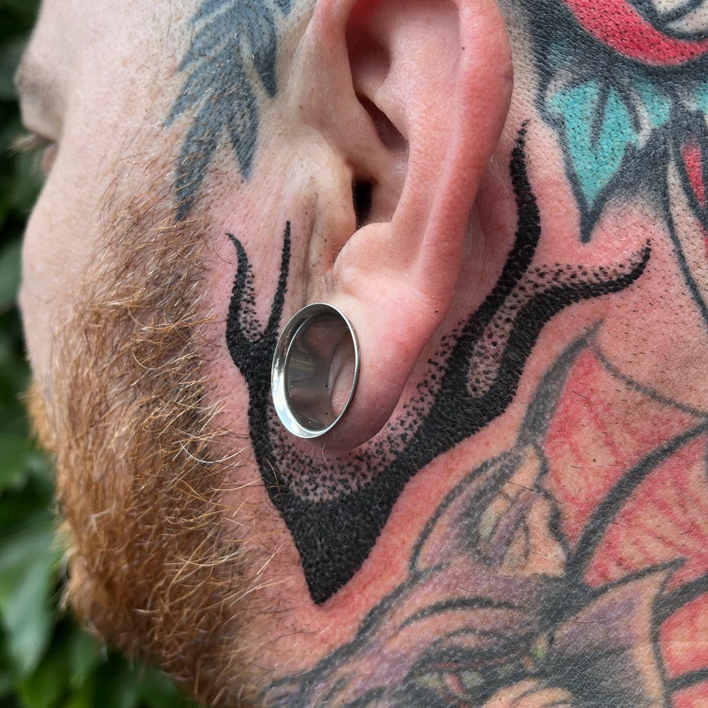 Antlers dotwork tattoo on the head by kevvy