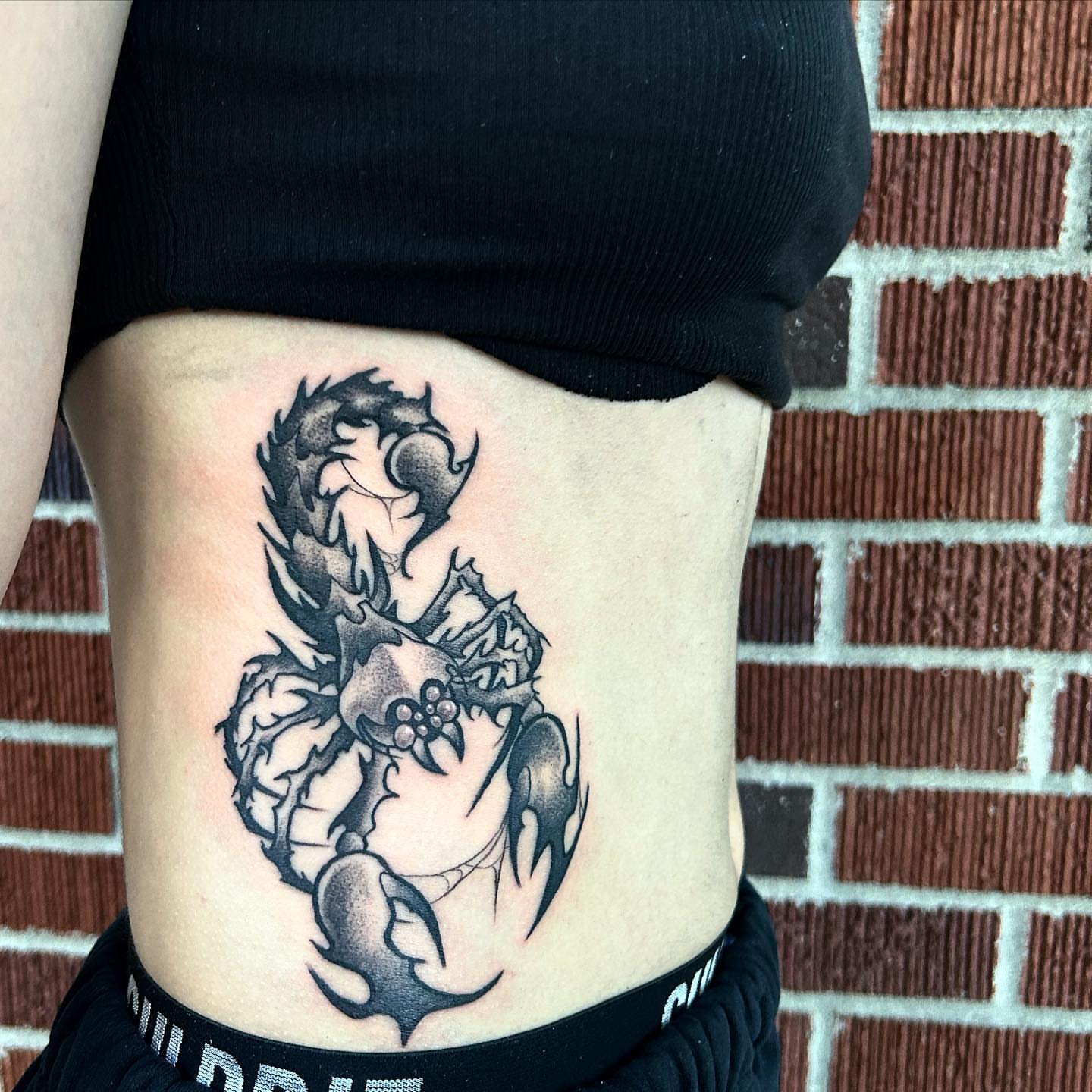 Dragon black and grey tattoo on the ribs by ♡︎ Kaylie ♡︎, Tacoma, Washington