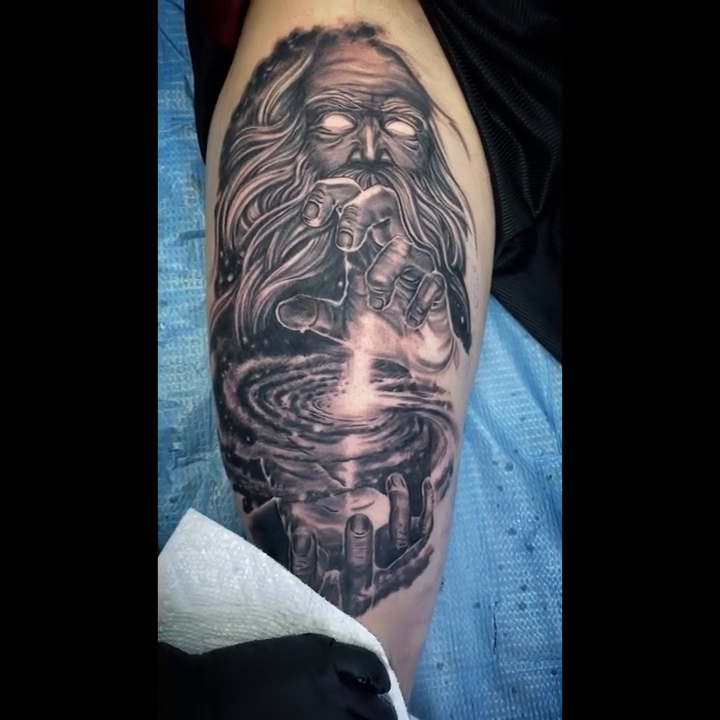 Tattoo by @karrissastitttattoos — realism, black_and_grey