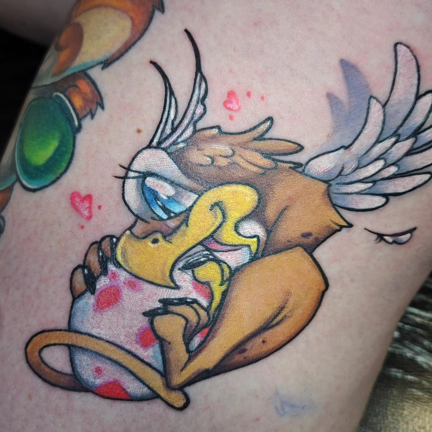 Looney Tunes character American traditional tattoo on the thigh by Angell Tattoo Artist, Denver, Colorado