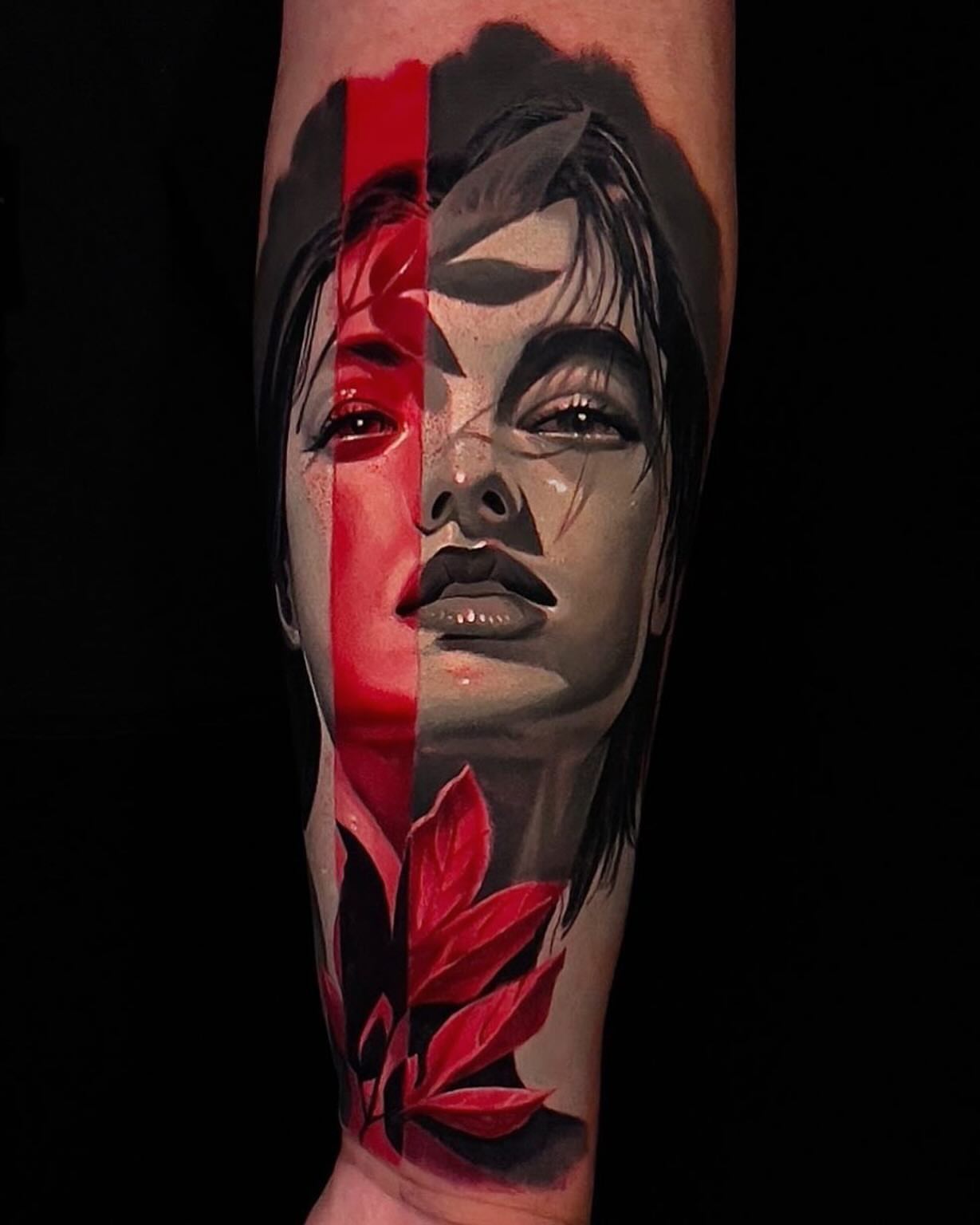 Portrait realism tattoo on the forearm by Robert Morton, Cleveland, Ohio