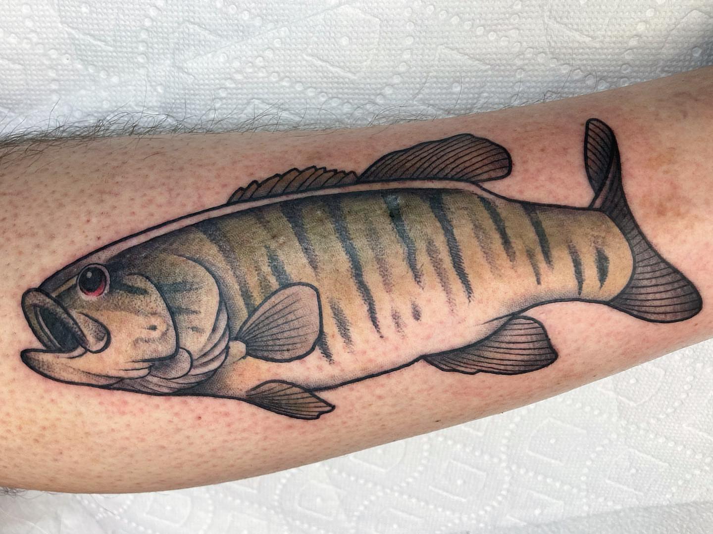 Fish realism tattoo on the forearm by Hali Larkin
