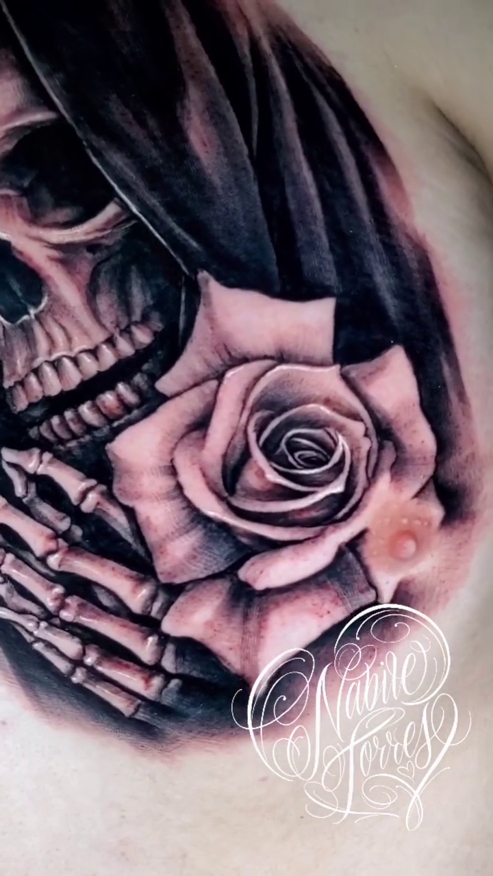 Tattoo by @nabiletorrestattoo — dark_realism, black_and_grey