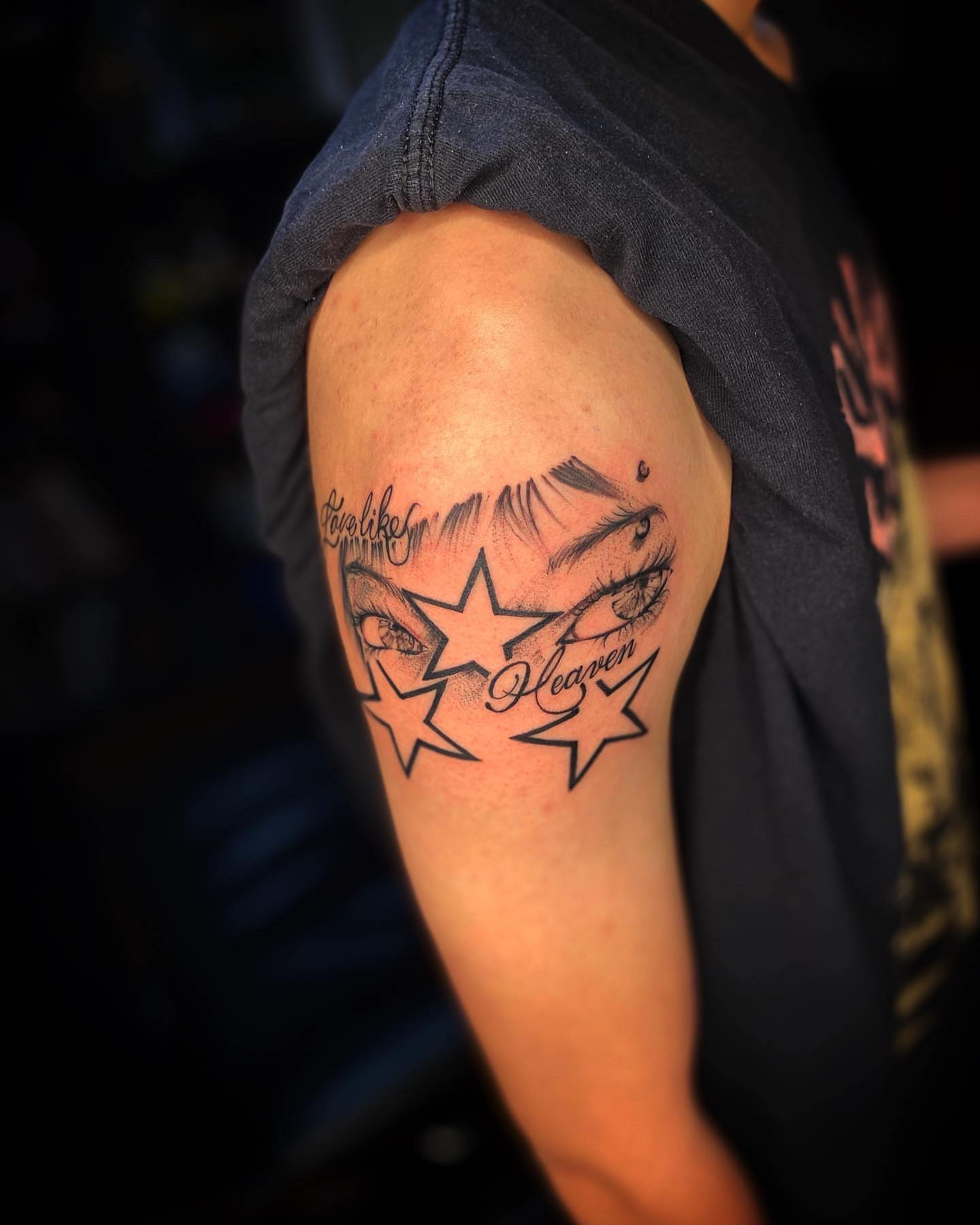 Eyebrows and stars realism tattoo on the forearm by @inkhazmat