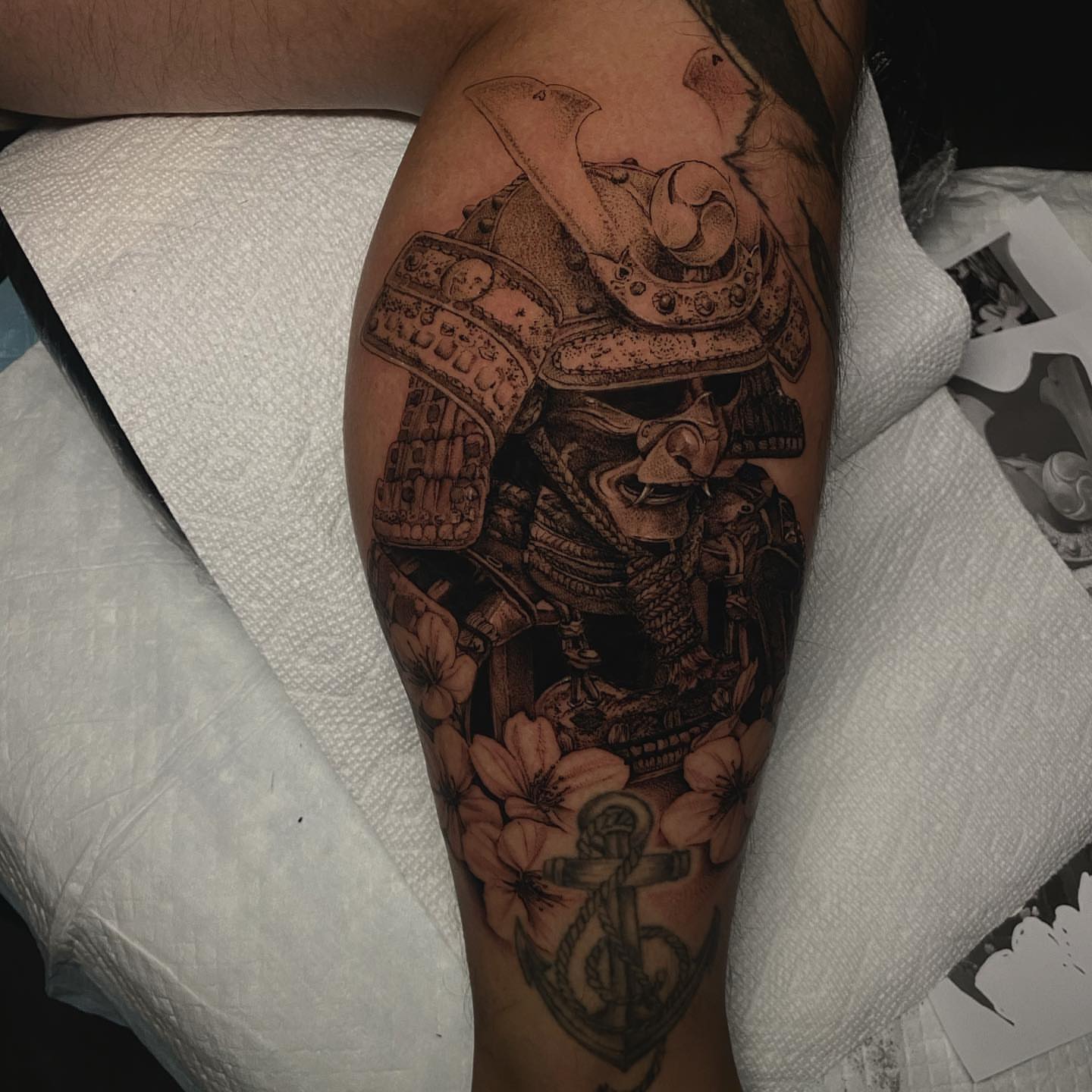 Samurai warrior realism tattoo on the forearm by Sydney Dixon, Sacramento, California
