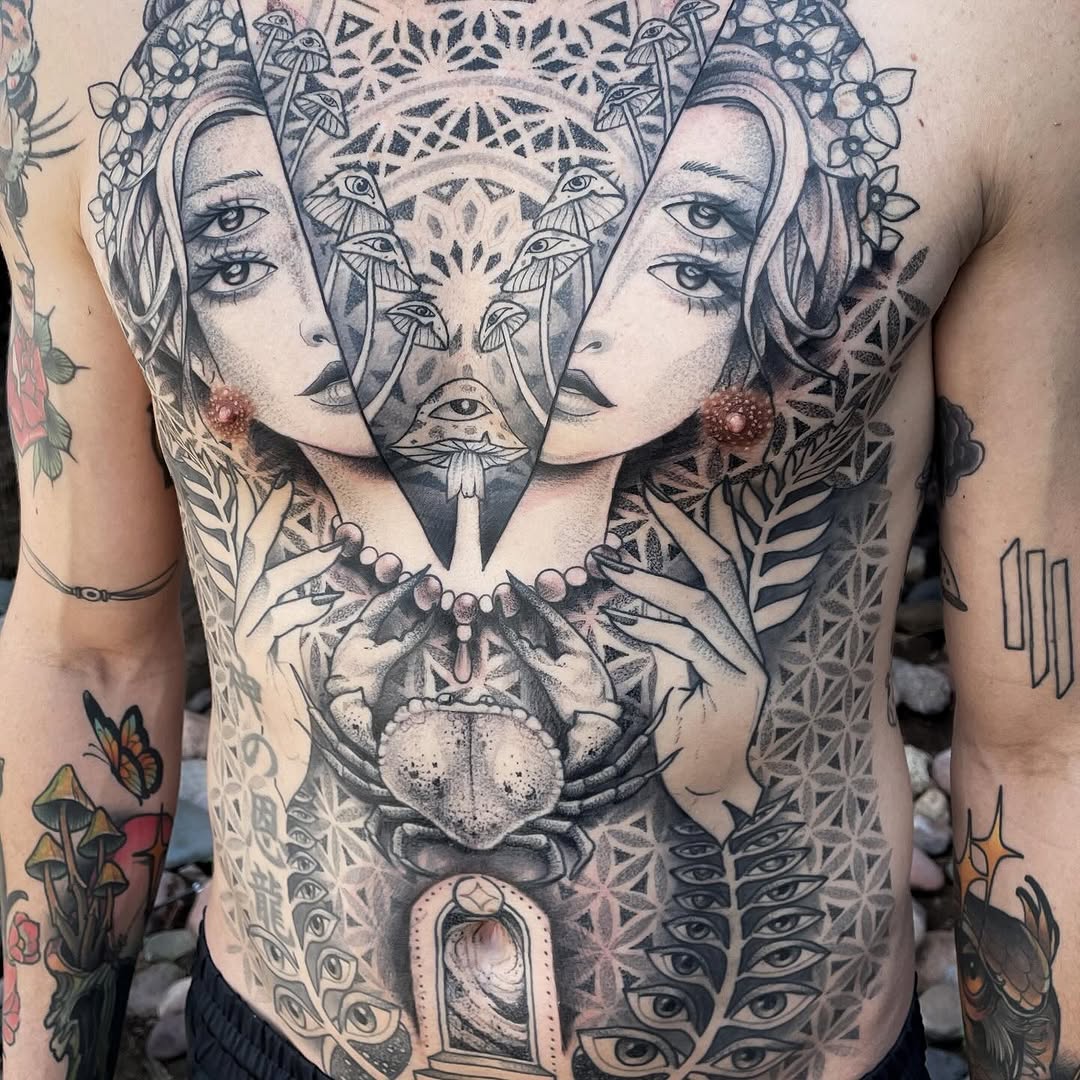 Tattoo by @devzdude — black_and_grey, geometric