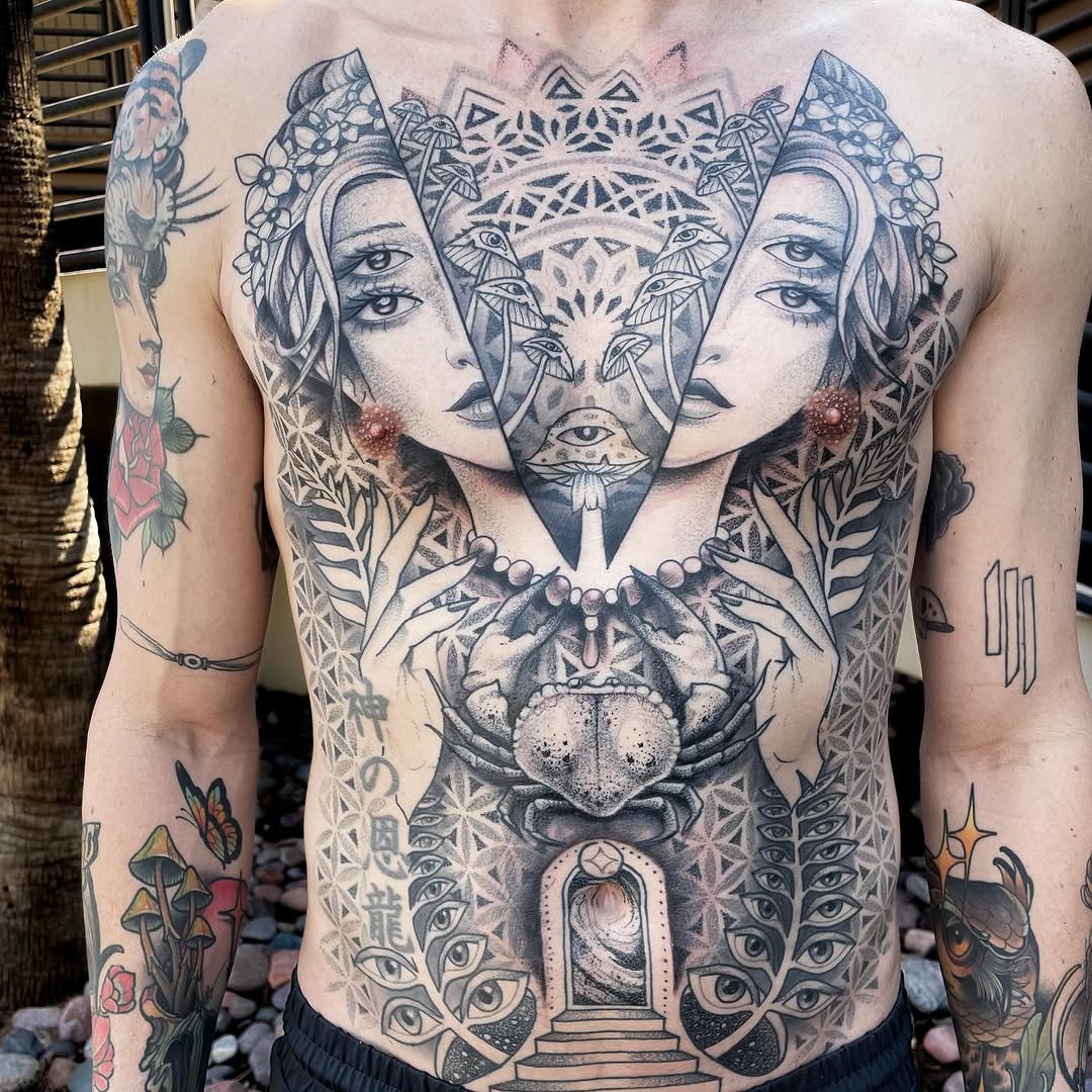 Tattoo by @devzdude — black_and_grey, geometric