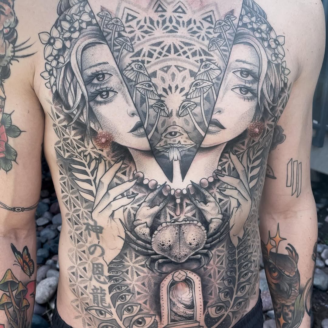 Tattoo by @devzdude — black_and_grey, geometric