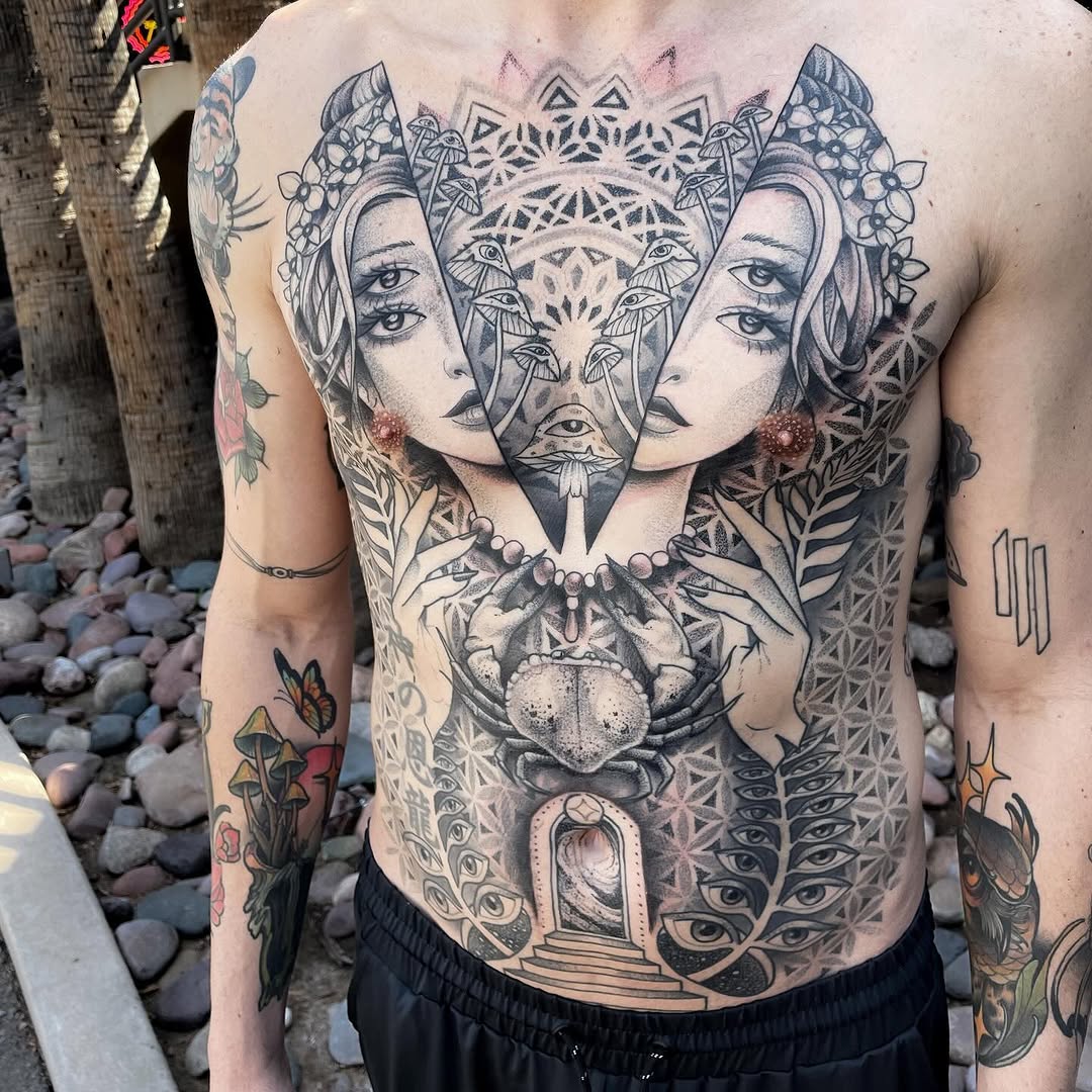 Tattoo by @devzdude — black_and_grey, geometric