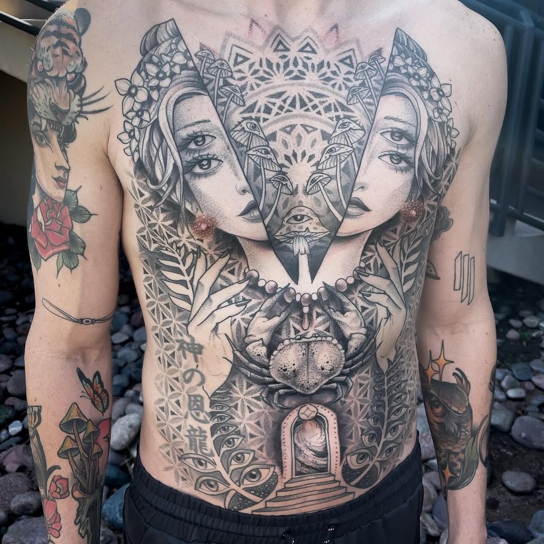 Tattoo by @devzdude — black_and_grey, geometric