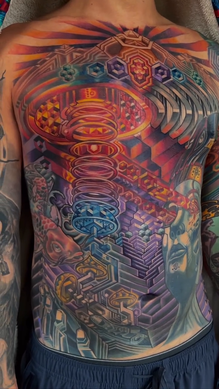 Tattoo by @mechmaster_mike — geometric, trash_polka
