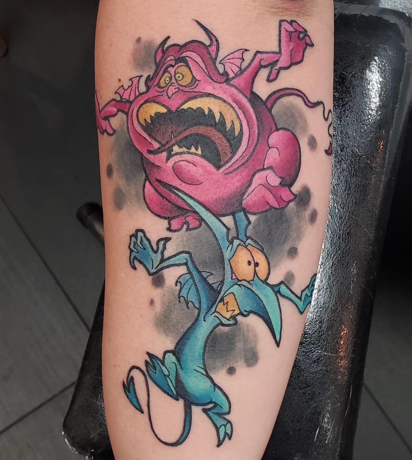 Monster American traditional tattoo on the forearm by Brian Savage, Gilbert, Arizona