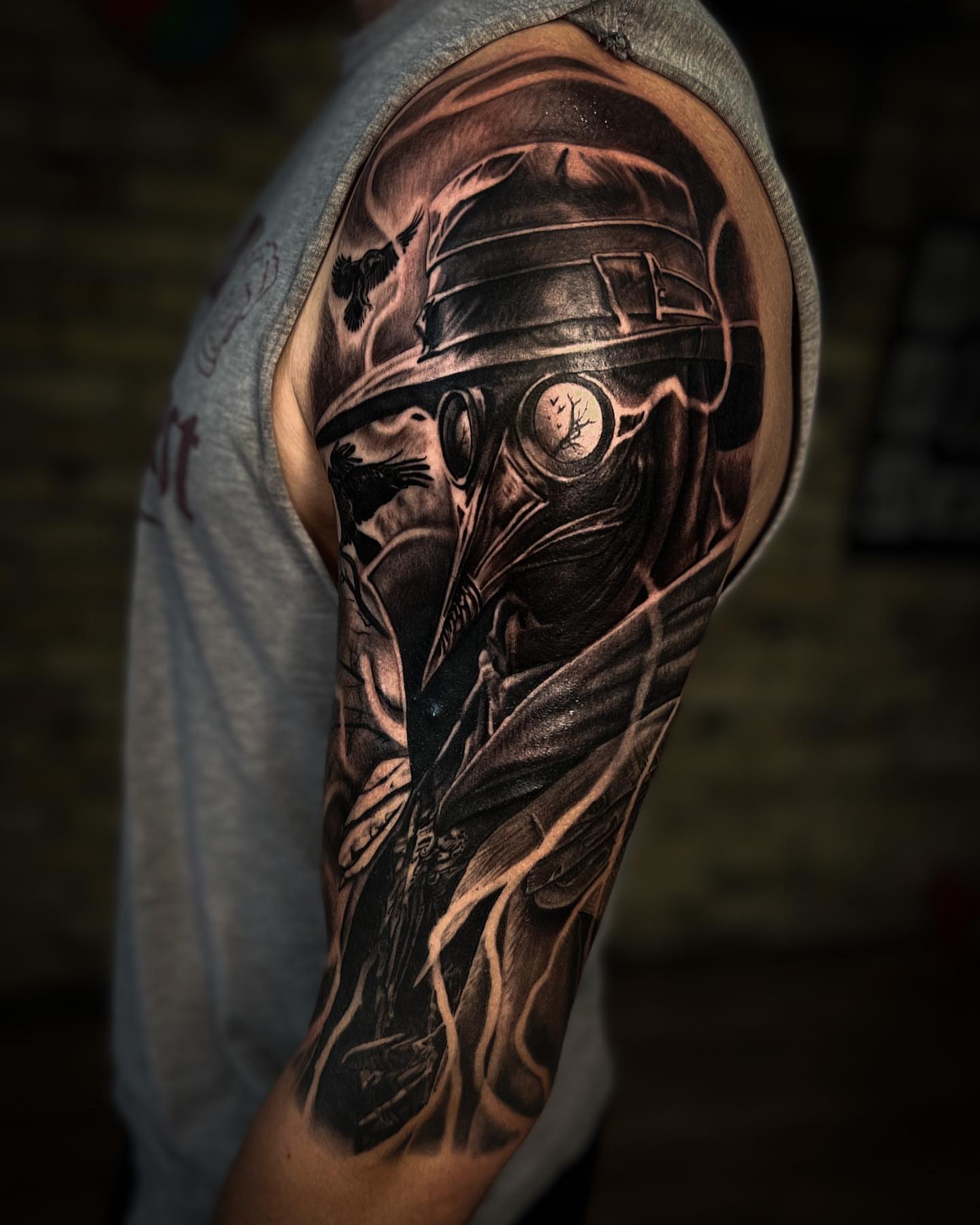 Steampunk robot realism tattoo on the forearm by Aaron, Milwaukee, Wisconsin