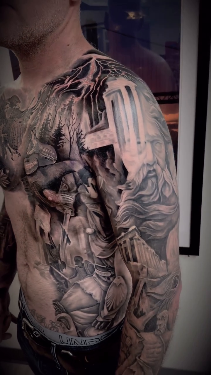 Tattoo by @bloodmoney_tattoos — dark_realism, black_and_grey