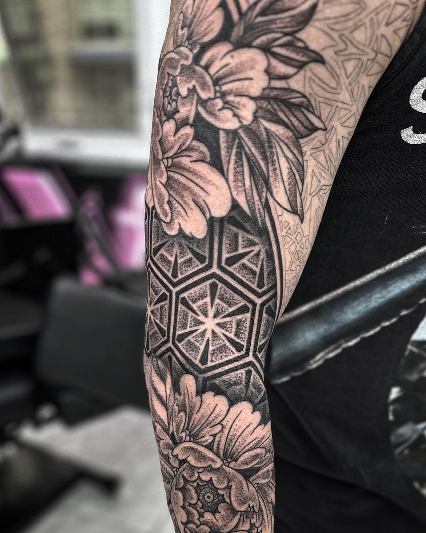 Tattoo by @mastercrae — black_and_grey, geometric
