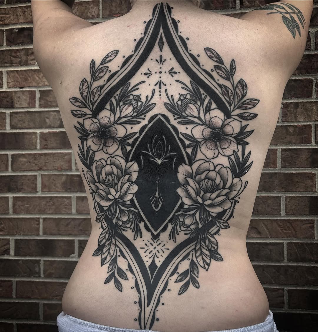 Tattoo by @finelinesbylena — blackwork, ornamental