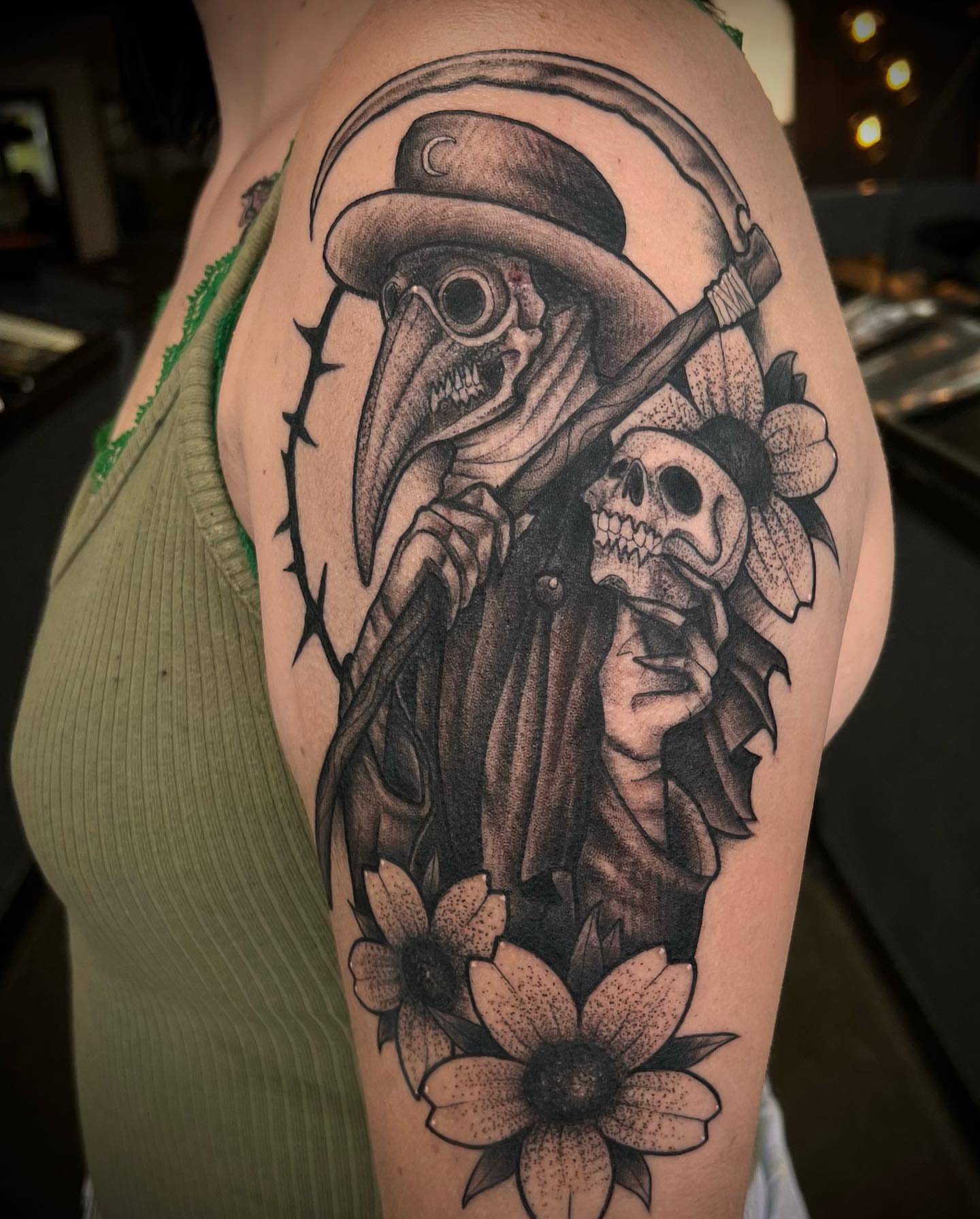 Tattoo by @theclovengnome — black_and_grey, realism