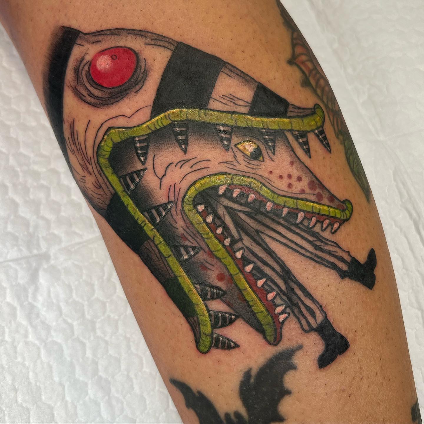Alligator American traditional tattoo on the forearm by Kayla Cordova