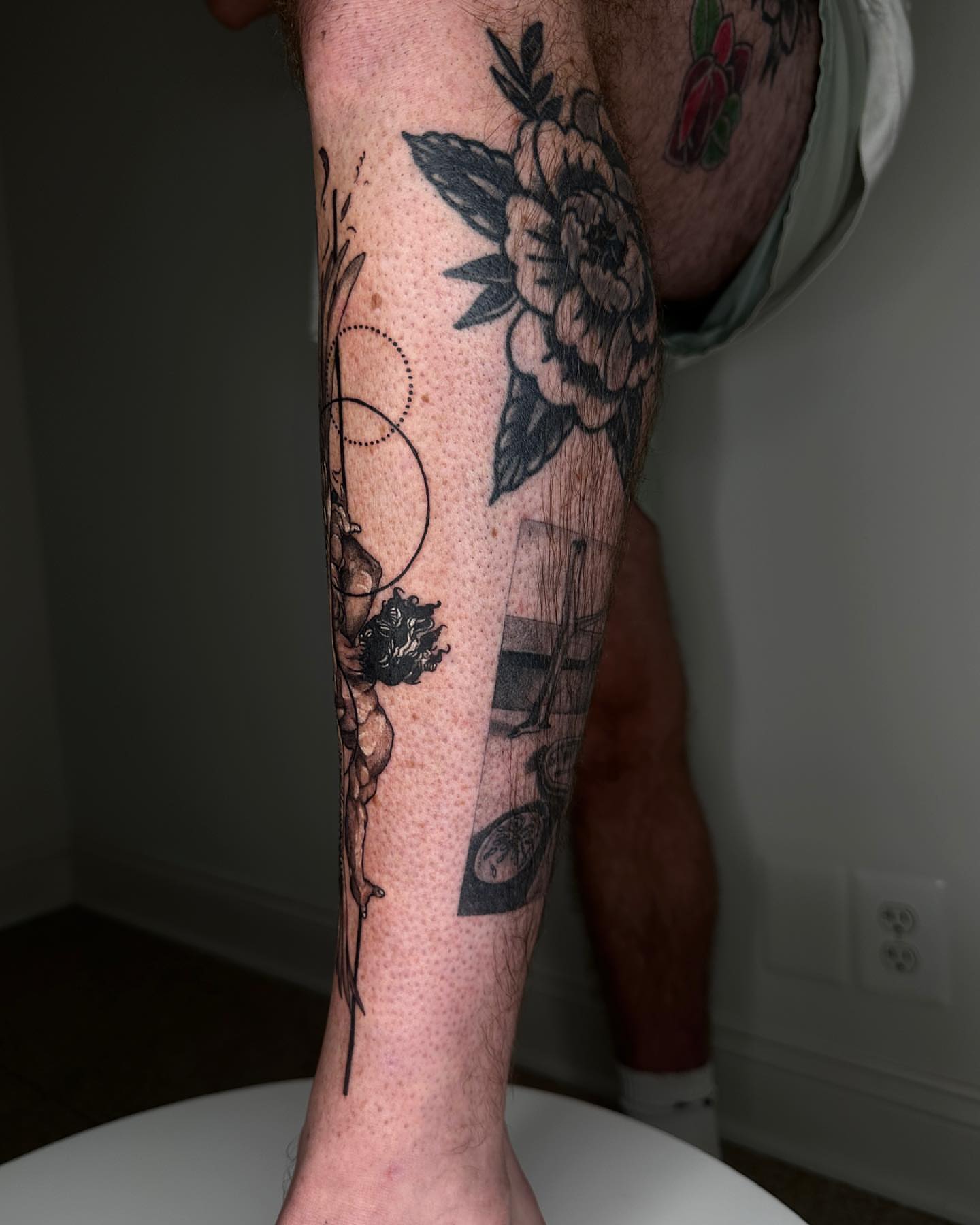 Floral arrangement dotwork tattoo on the forearm by A L e X
