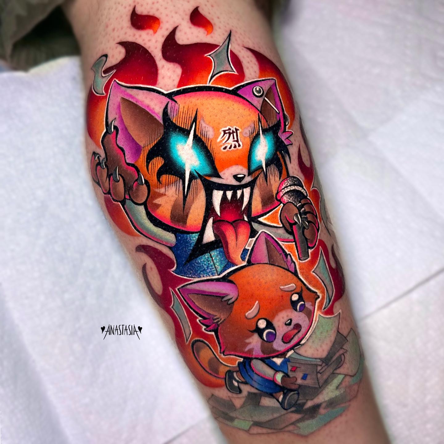 Tattoo by @tamagothchick β anime, dotwork