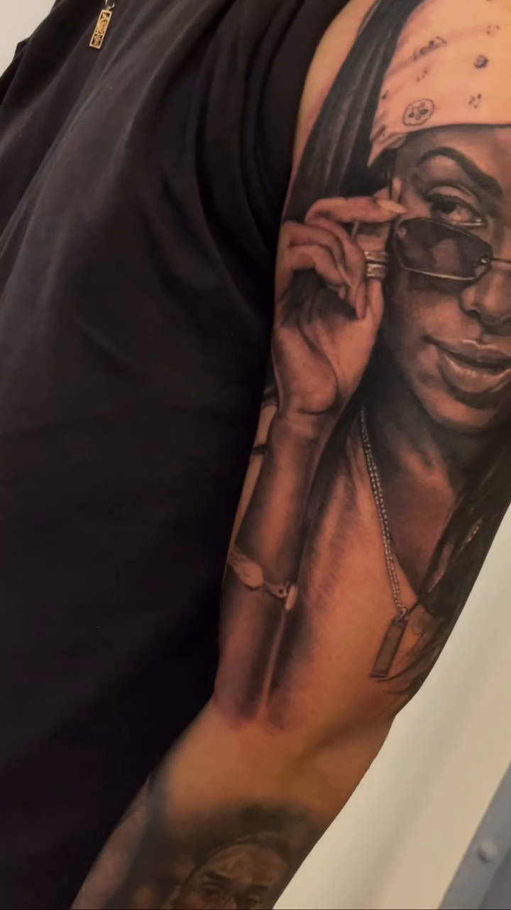 Portrait of a woman realism tattoo by Richie Moreno lll