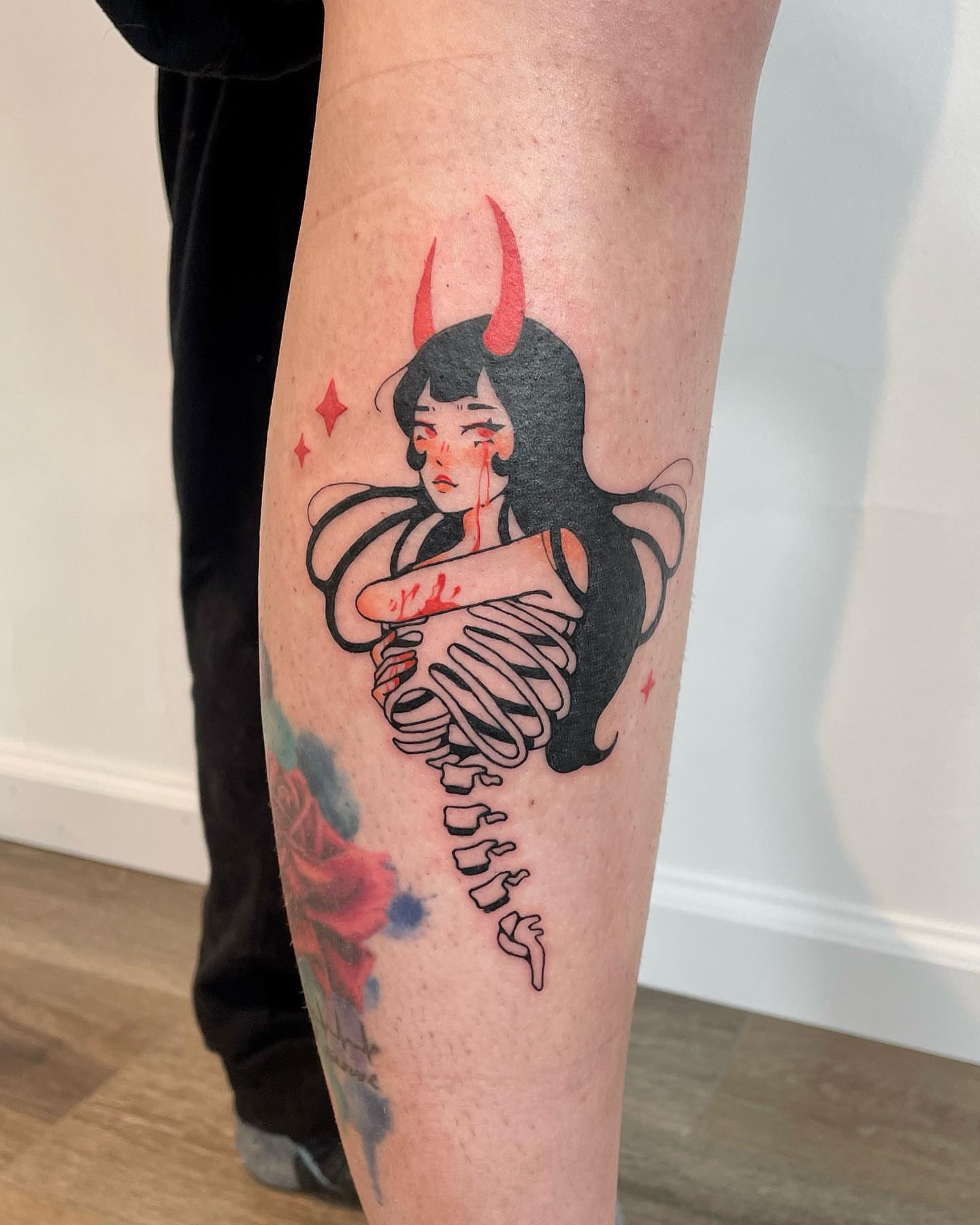 Tattoo by @gloomtimes — anime, dotwork