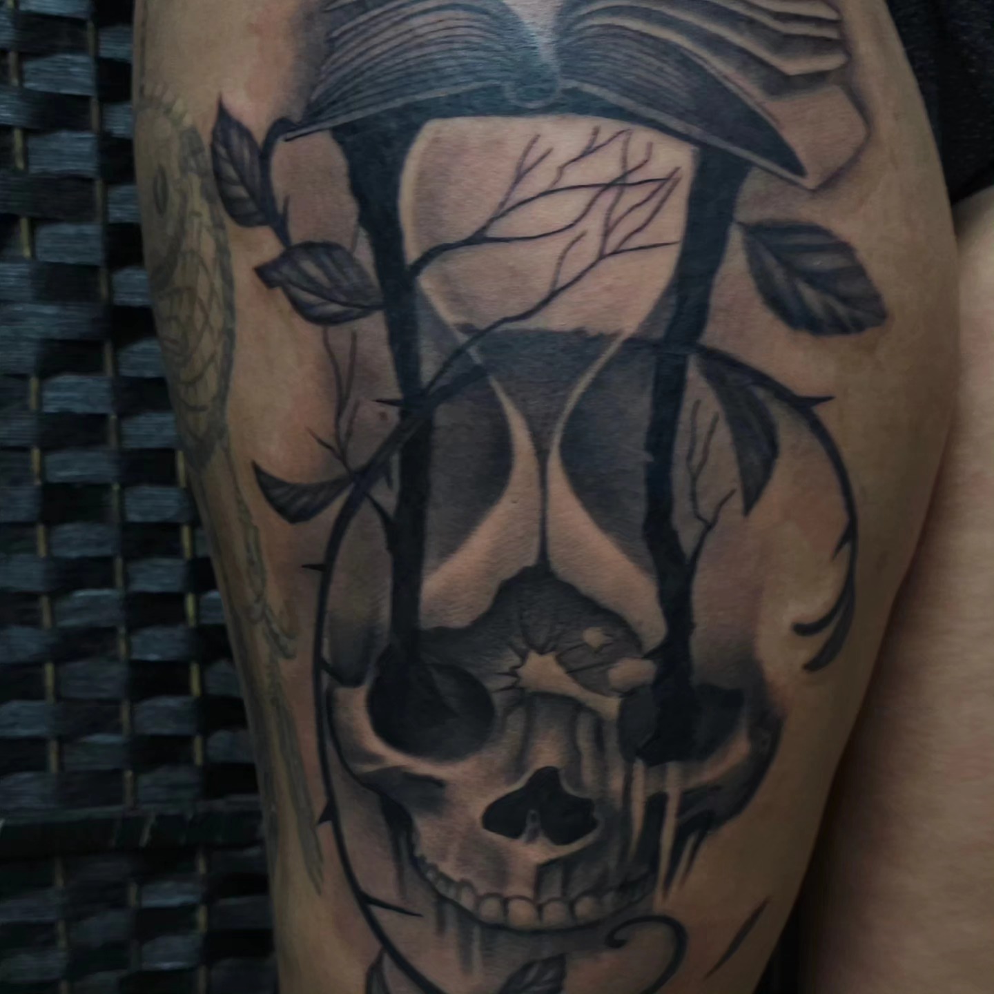 Tattoo by @7jynx13 — black_and_grey, realism