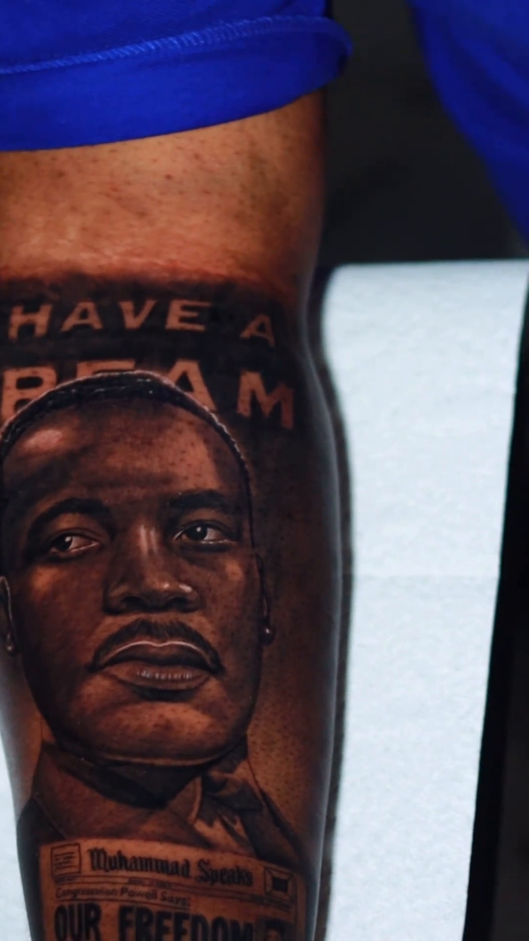 Martin luther king jr. and quote realism tattoo by Jose Alvaradođź’‰