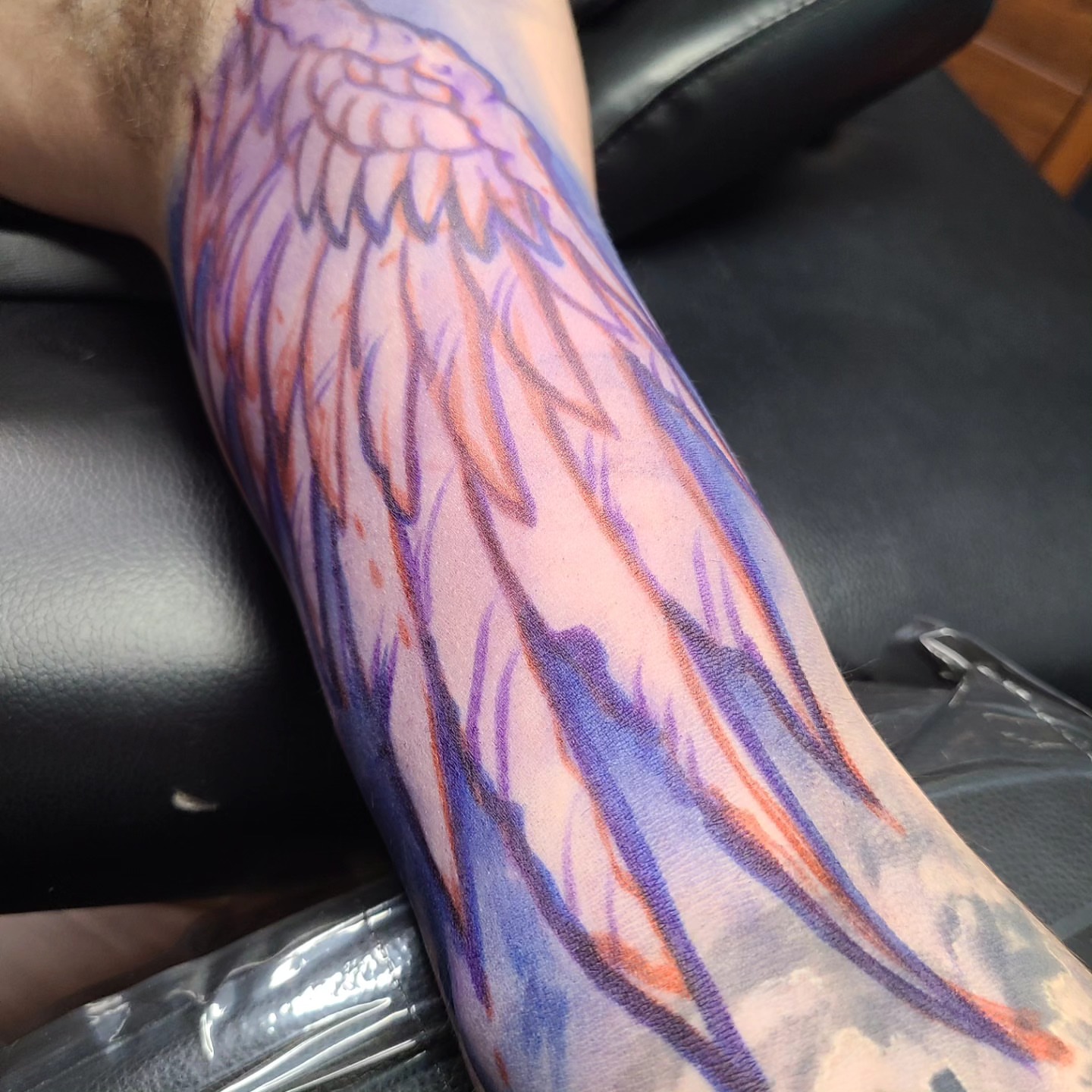 Wing neo-traditional tattoo on the forearm by David Johnson