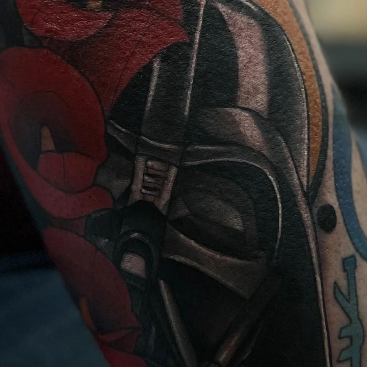 Deadpool and darth vader realism tattoo on the forearm by ✤ ᴋɪʀᴀ ᴋɴᴏᴡʟᴛᴏɴ ✤