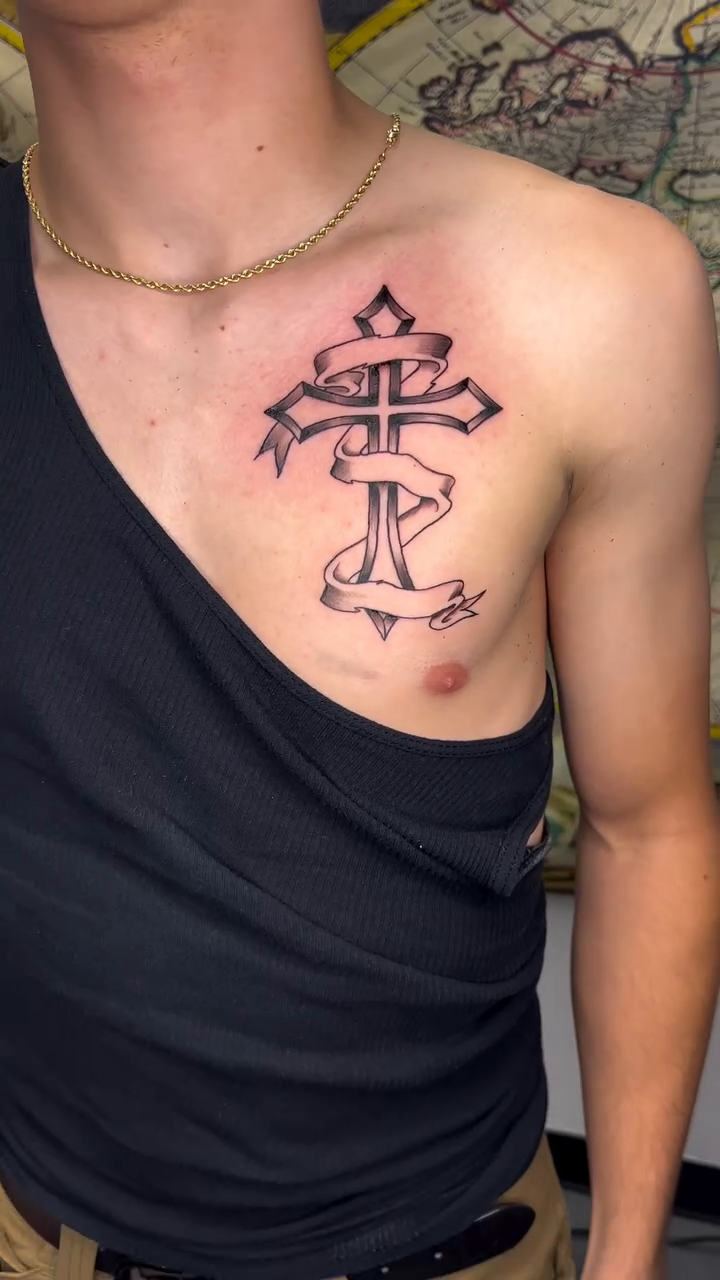 Anchor with banner realism tattoo by Tattoo Artist