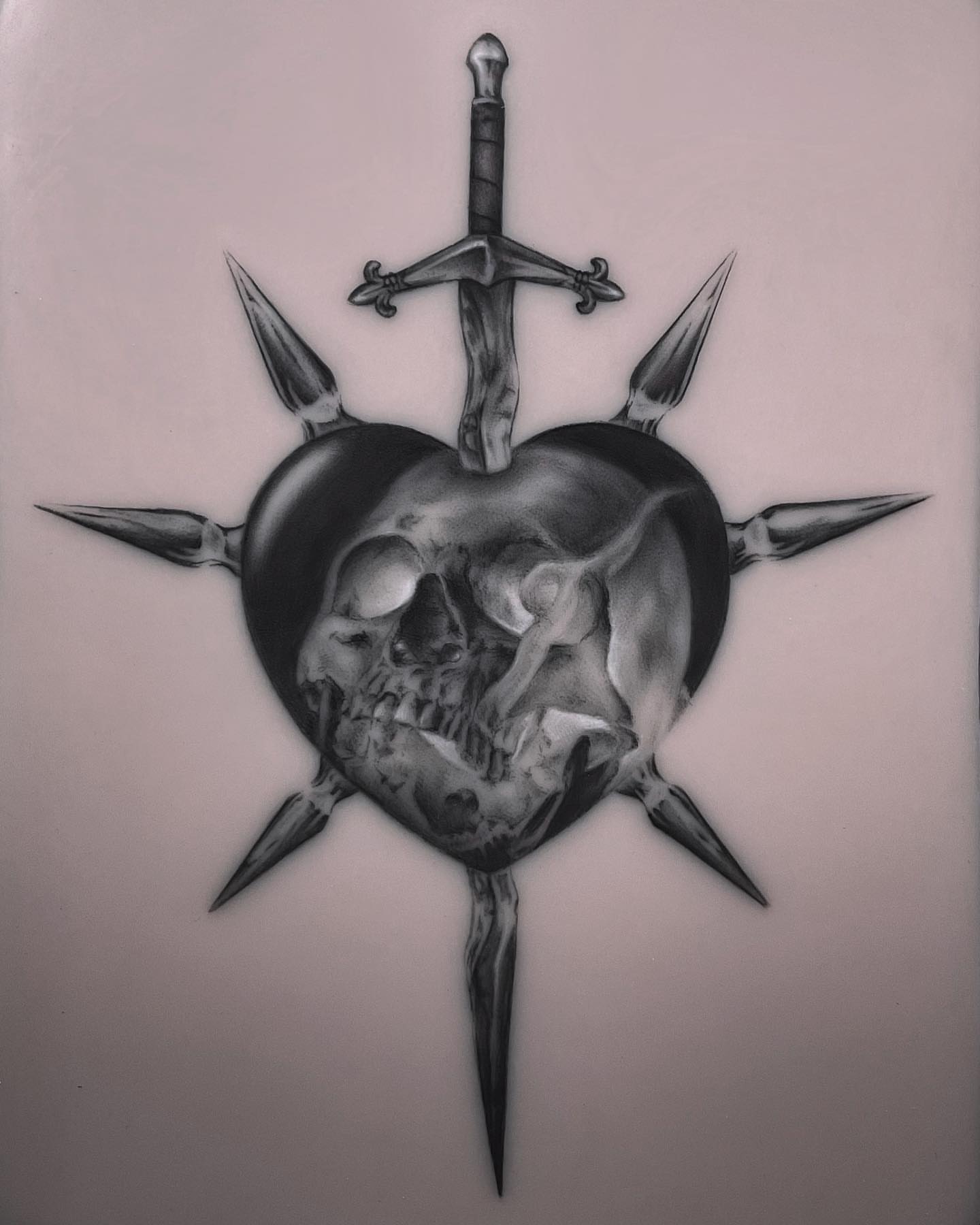 Heart with sword and spikes dark realism tattoo by dallas tattoo artist ๐ฒ๐ฝ bilingue