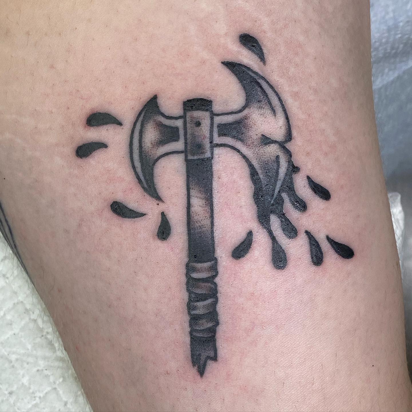 Tattoo by @xwoodlandcorex — black_and_grey