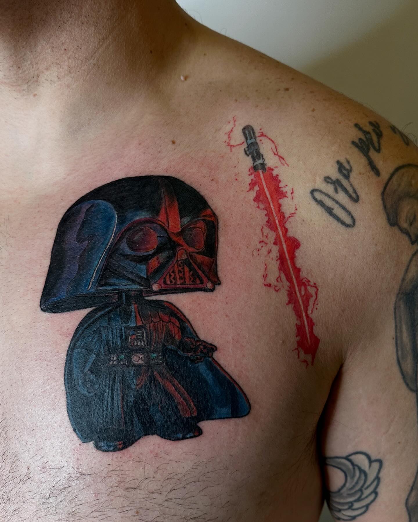 Darth vader dark realism tattoo on the chest by ๐ฌ๐๐๐๐๐๐ ๐ฟ๐๐๐๐๐๐, Dickson, Tennessee