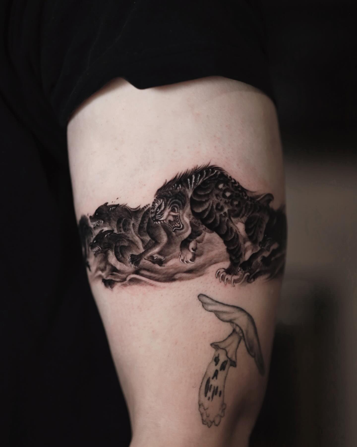 Dragon realism tattoo on the forearm by 𝐆𝐑𝐄𝐄𝐃