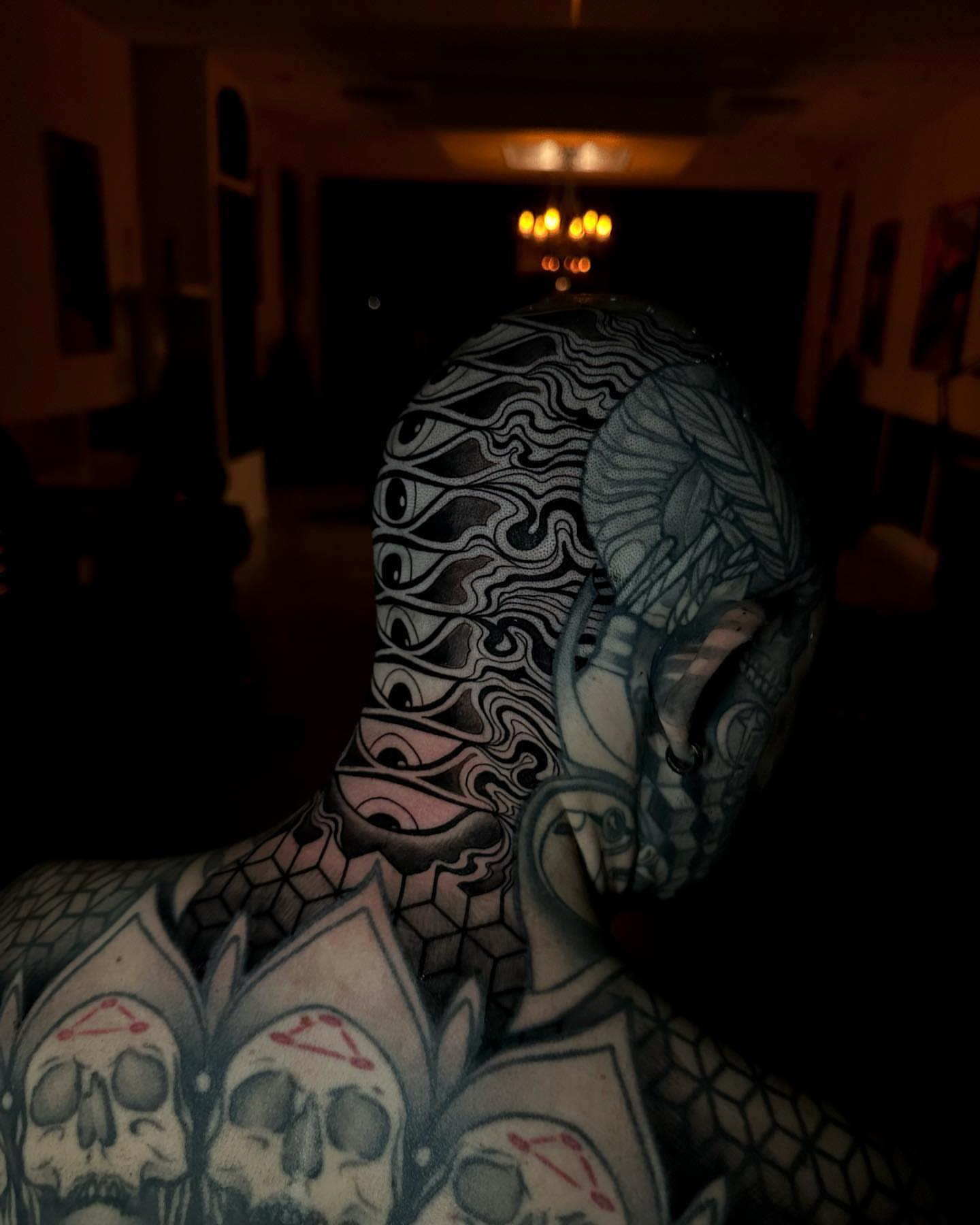 Abstract pattern geometric tattoo on the torso by Ryan K Severe