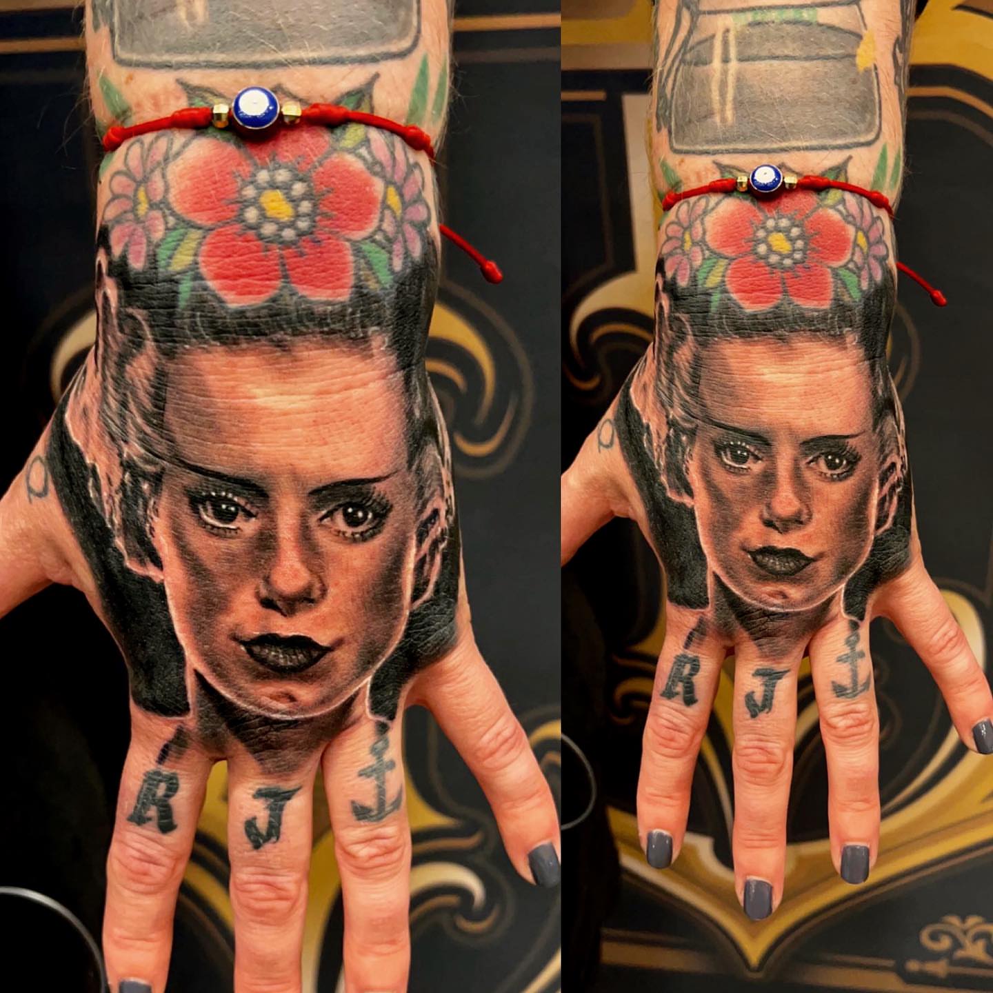 Portrait of a woman realism tattoo on the hand by Tattoosbybeanz
