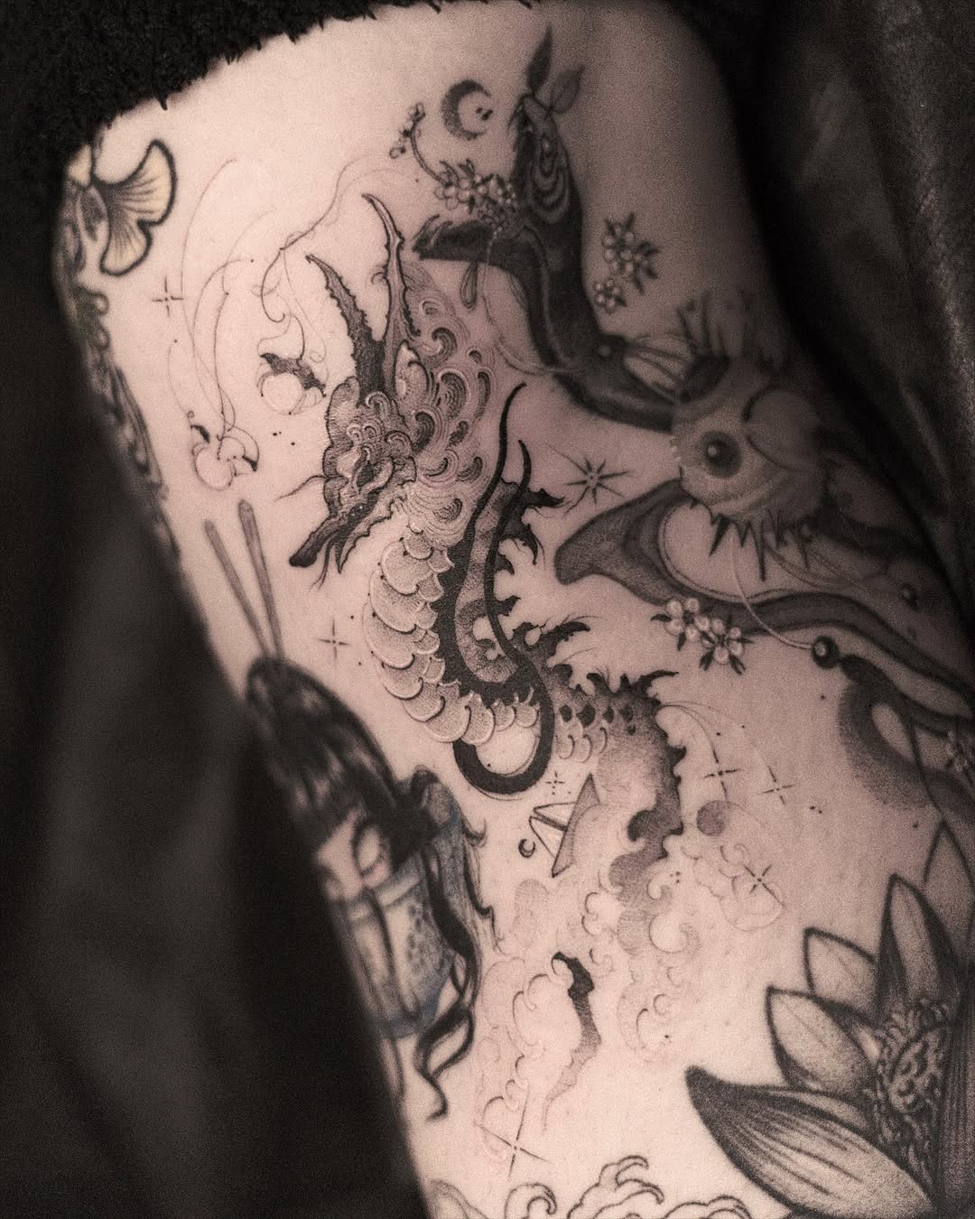 Tattoo by @amorfirme — japanese_irezumi, dotwork