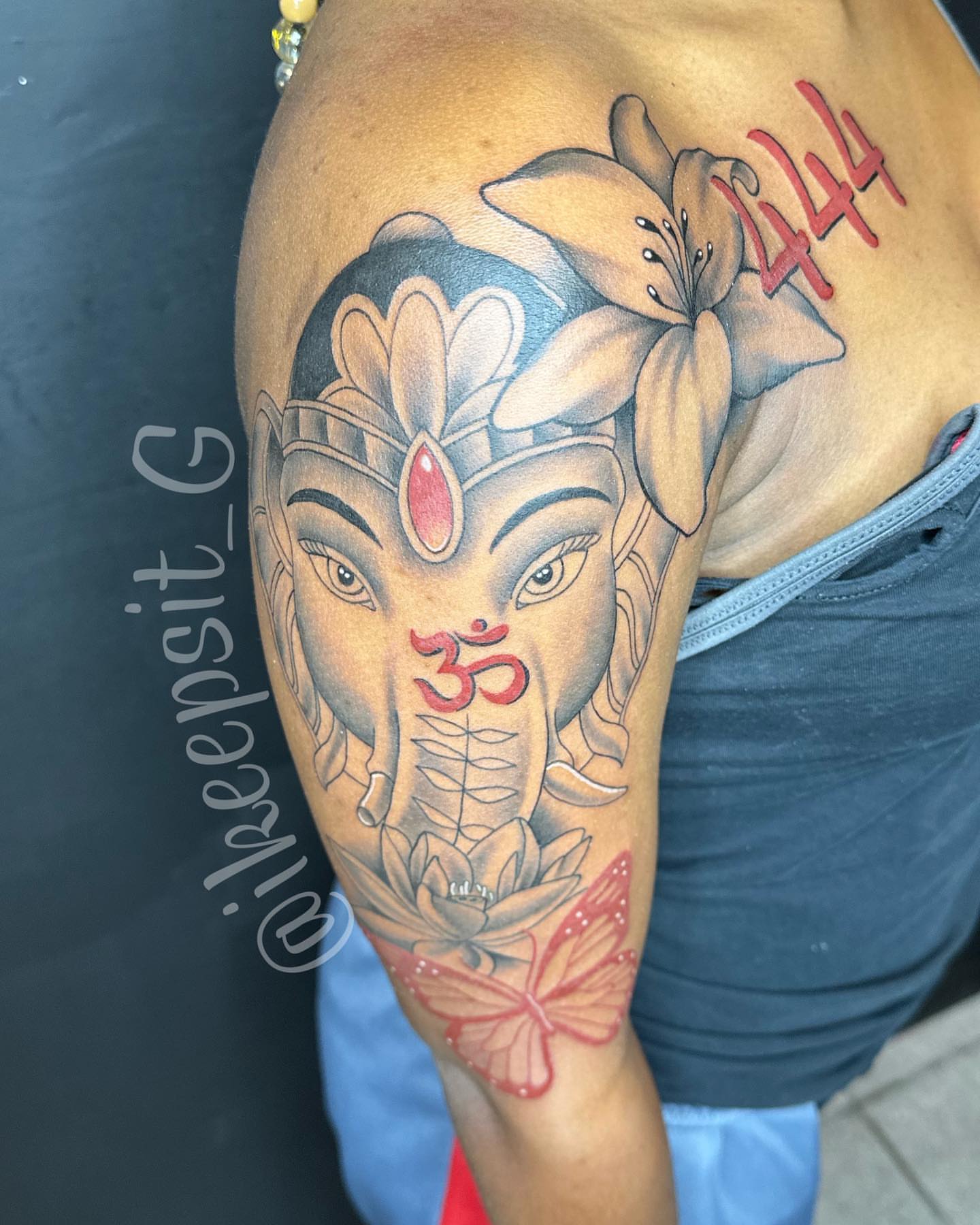 Elephant deity American traditional tattoo on the shoulder by Prolific🏁so Gifted