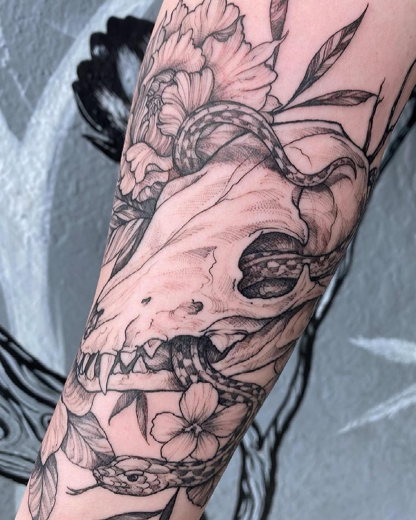 Tattoo by @judeletronik_tattoo — dotwork, black_and_grey