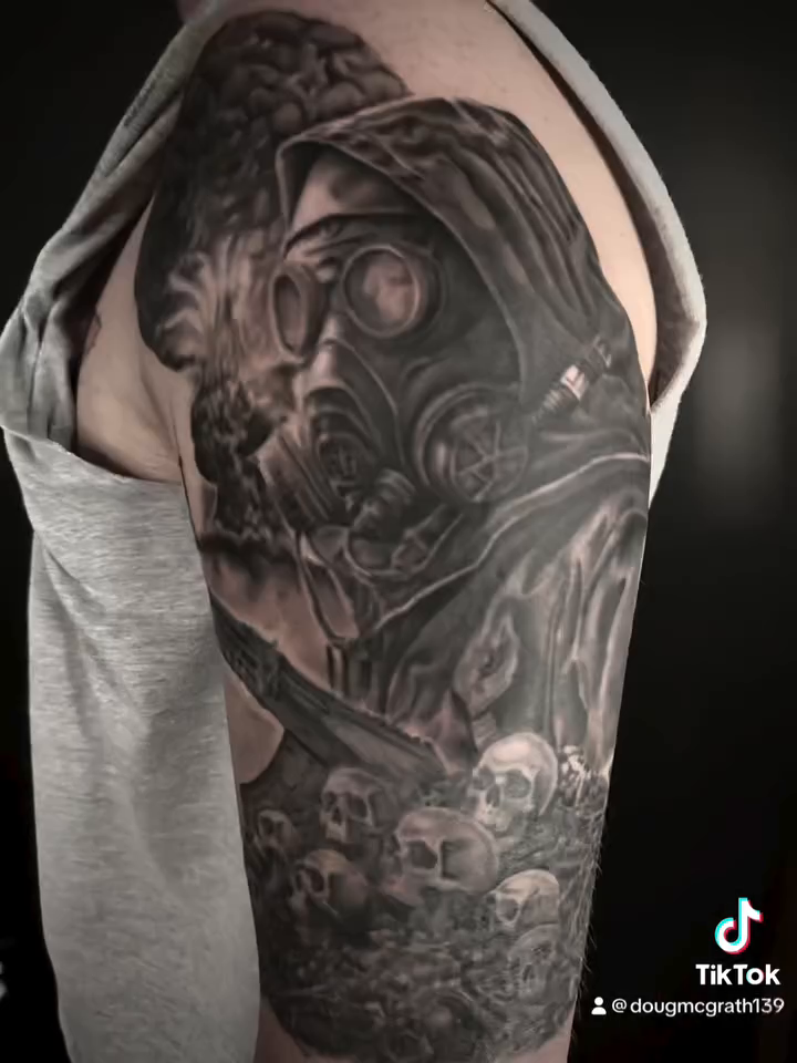 Tattoo by @dougmcgrathtattoos — dark_realism, black_and_grey