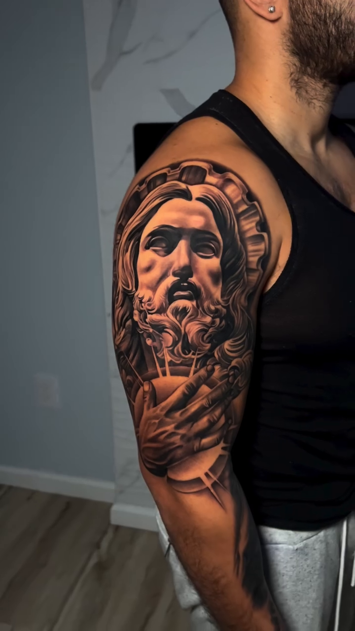 Jesus Christ and Mary realism tattoo by P.Lok