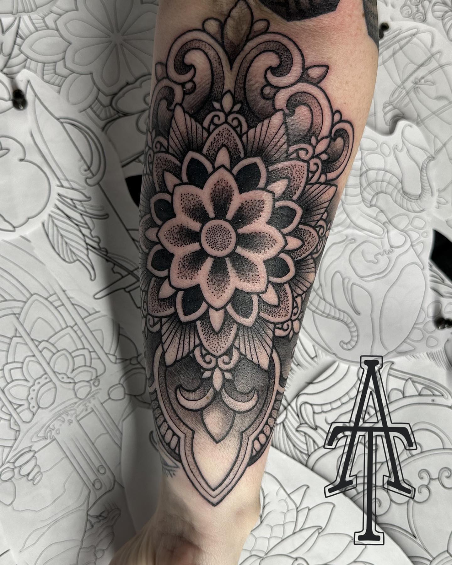 Tattoo by @chrisdobransky — dotwork, ornamental