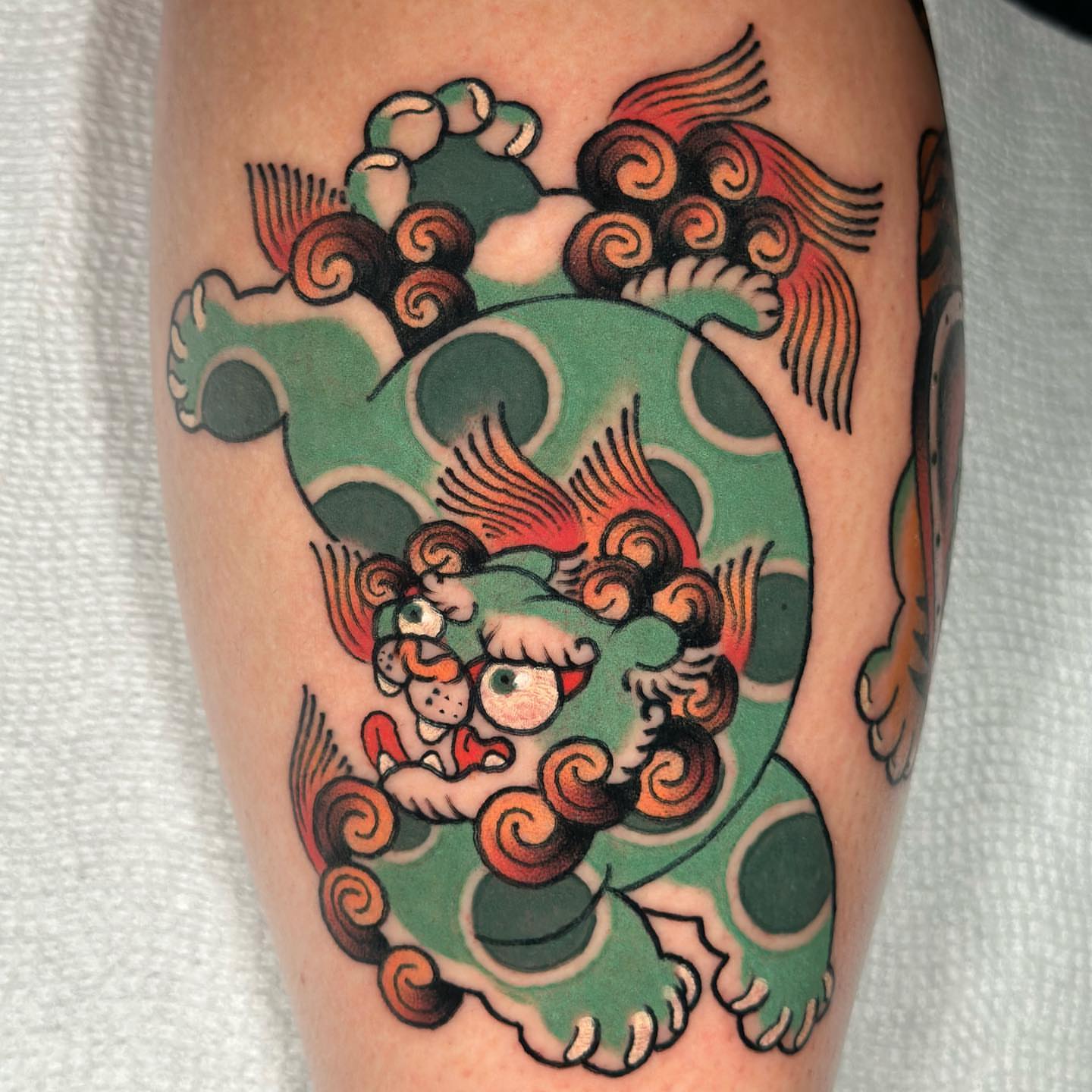 Lion American traditional tattoo on the forearm by π»πππππ πΉπππ