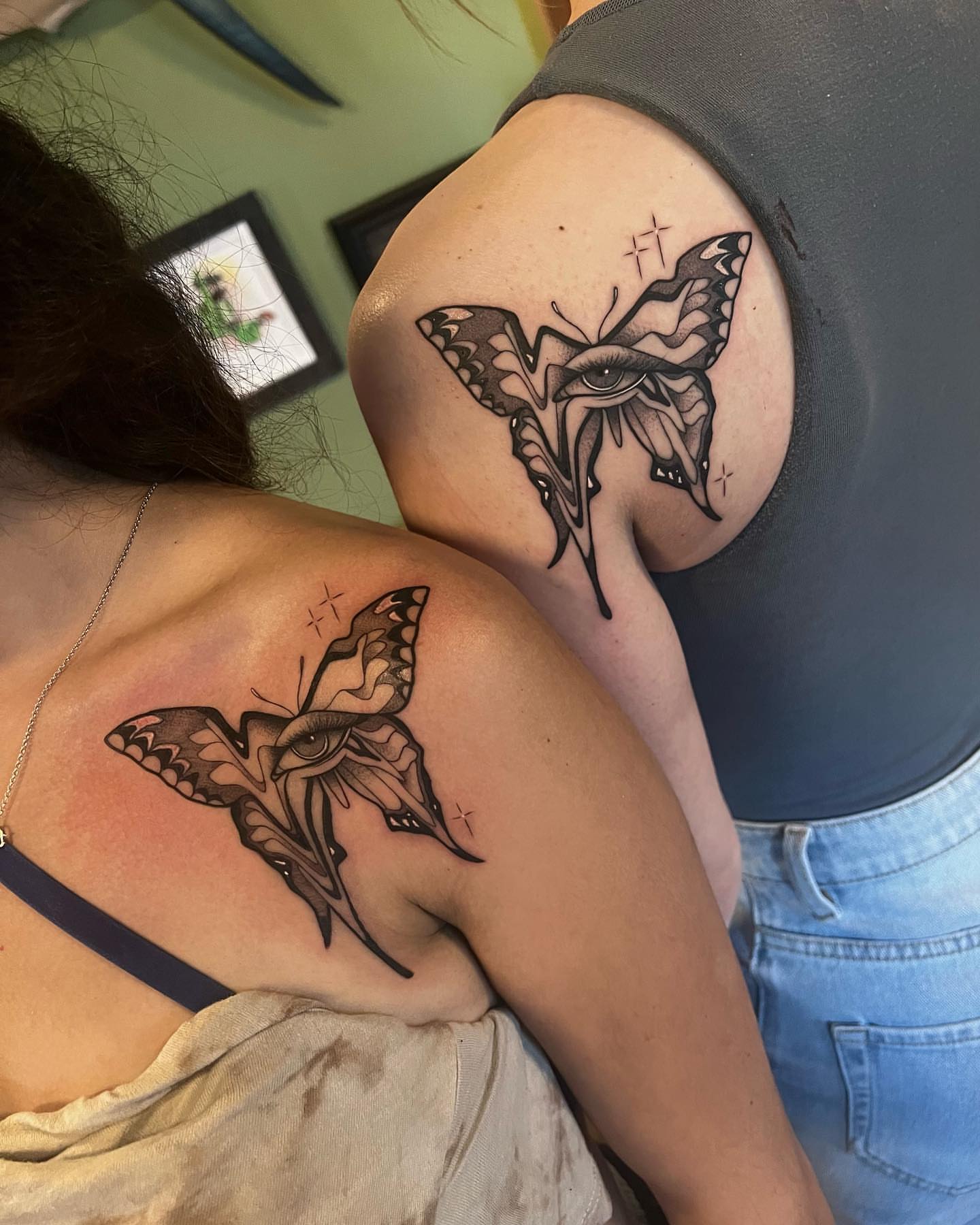 Butterfly realism tattoo on the shoulder by Bell Bolton